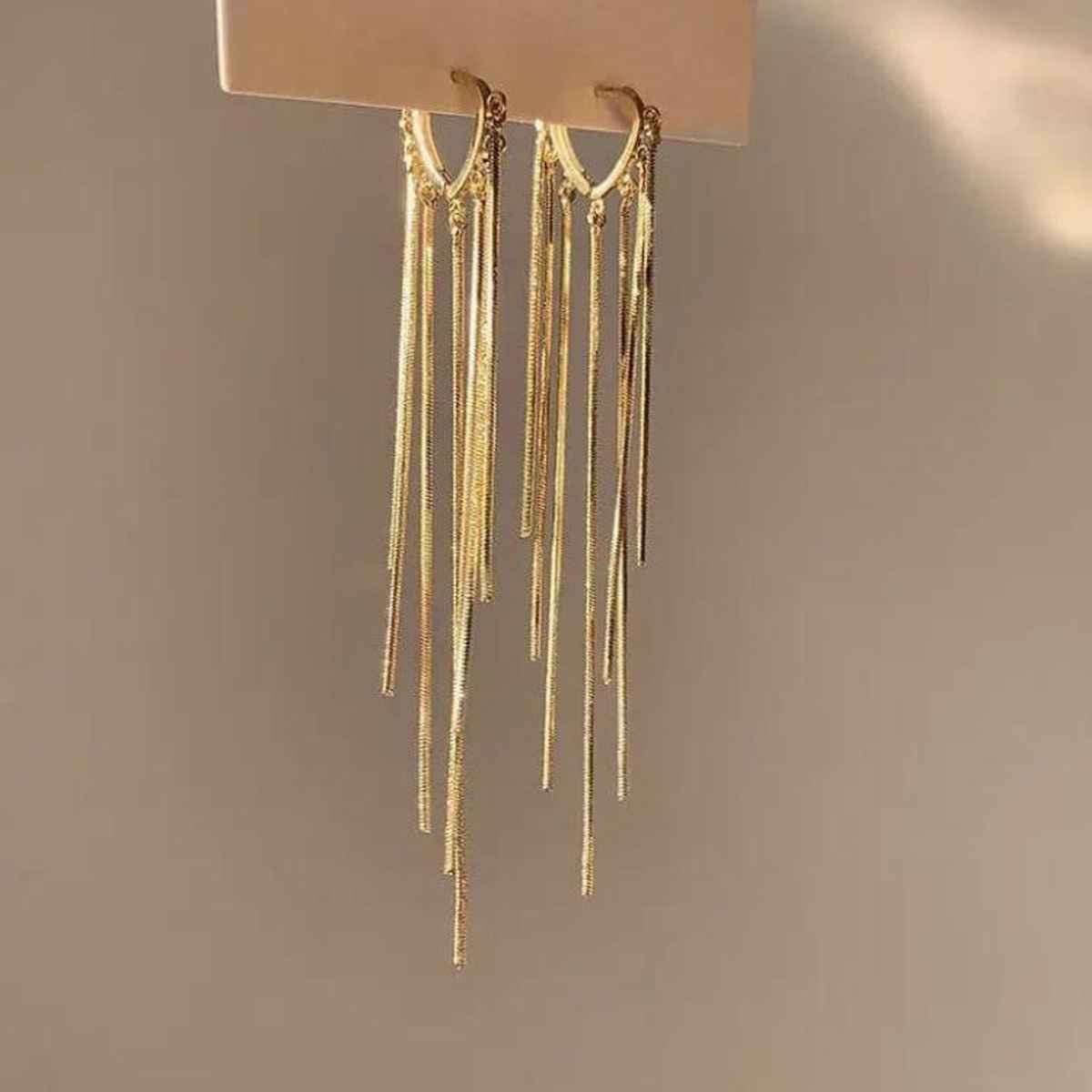 Estailo Fashion As Pretty As golden Long Chain Earrings | E0001364 | Gold