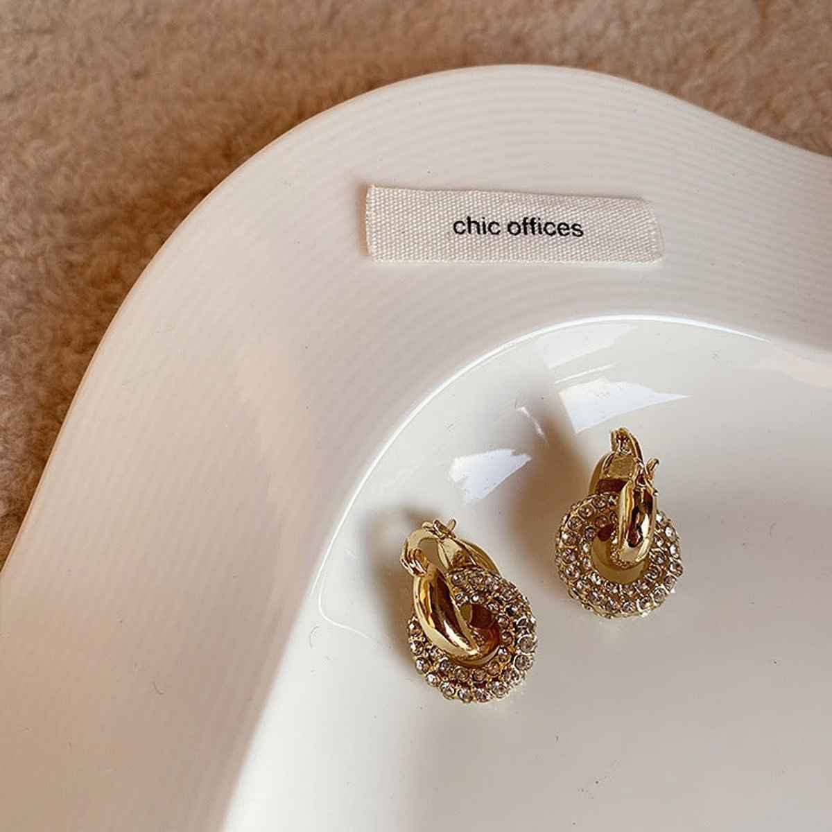 Just Lil Things Gold Crystal Knot Hoop Earrings | jlt11681