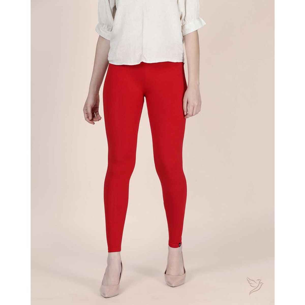 Twin Birds Women's Viscose Ankle Legging | 1502V | Crimson Red - M