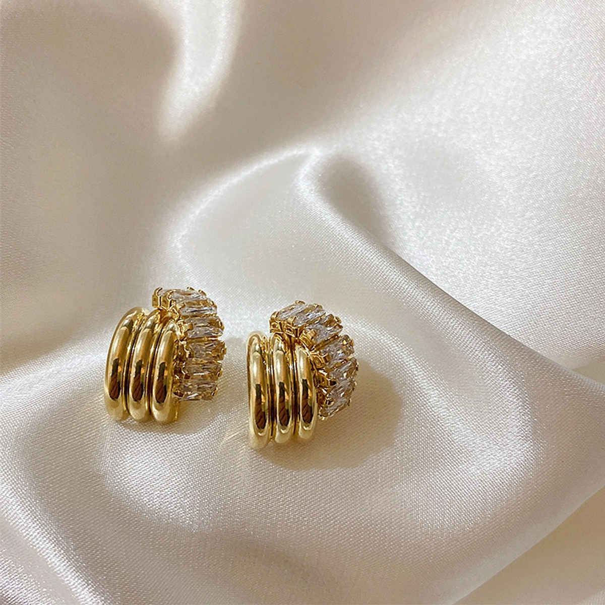 Just Lil Things Gold and Crystal Stacked Hoop Earrings | jlt11683