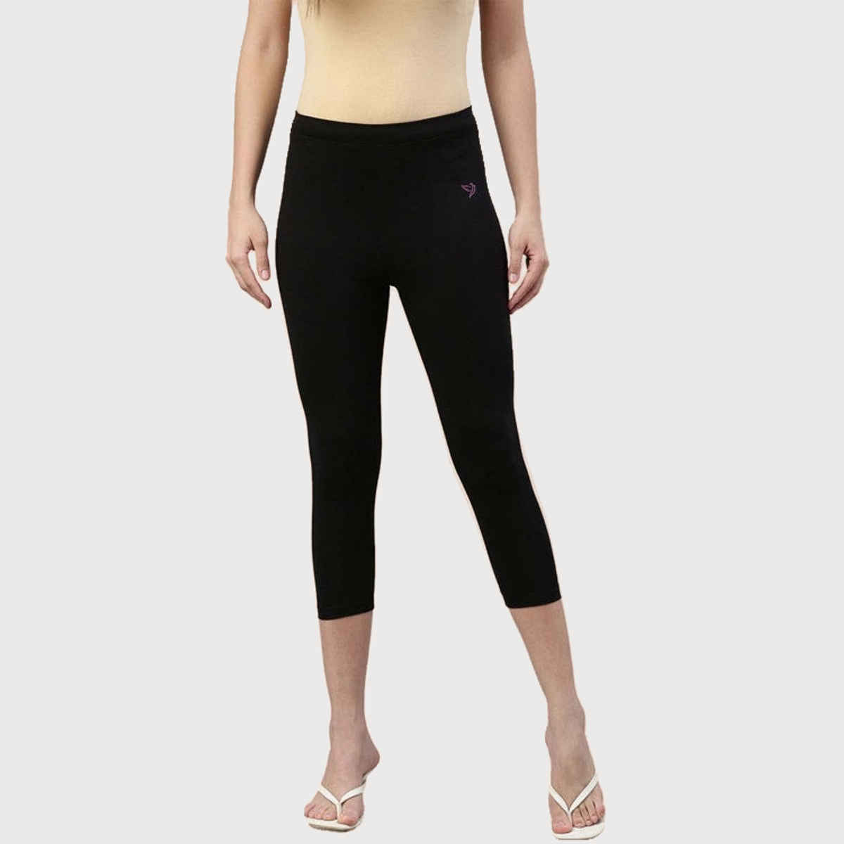 Twin Birds Women's Cotton Capri Legging | 1501 | Carbon Black - L
