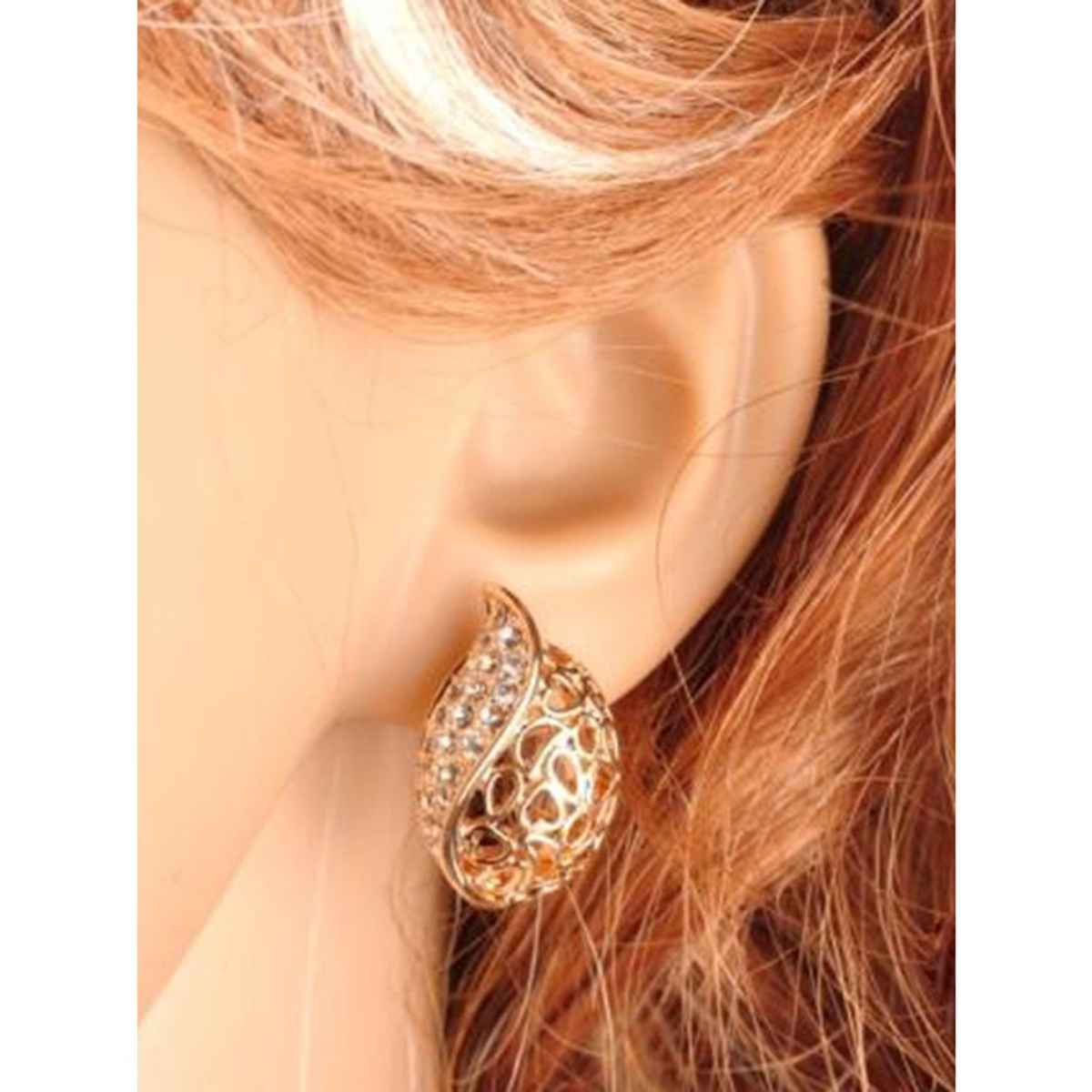 Everstylish Golden Rhinestone Drop Stud Earrings