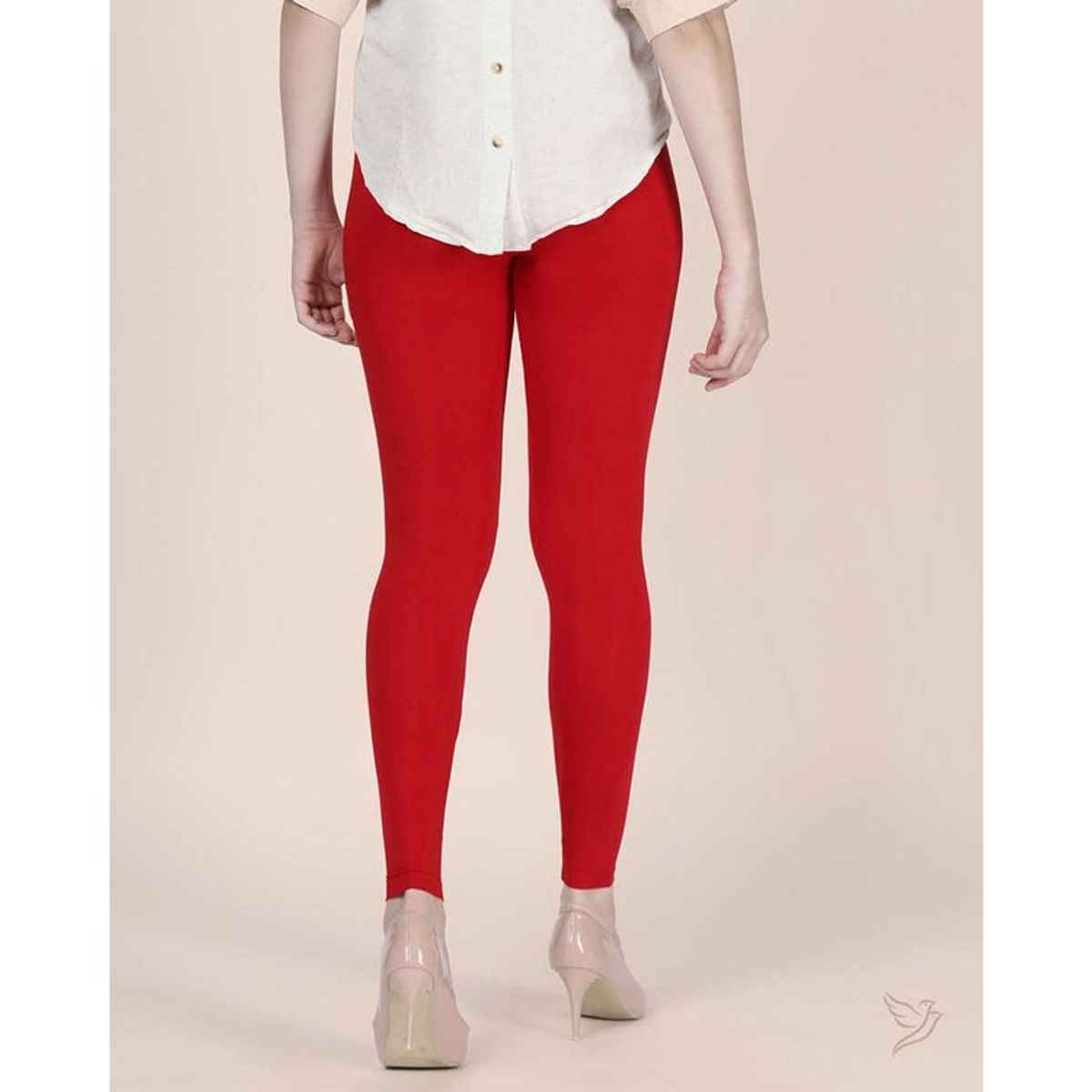 Twin Birds Women's Viscose Ankle Legging | 1502V | Crimson Red - M