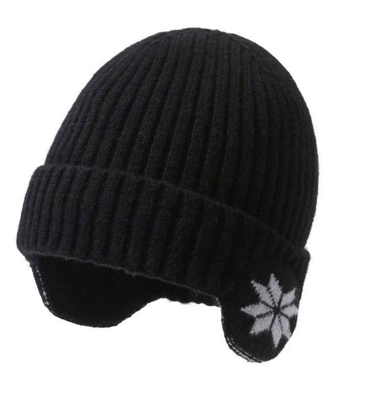 Infispace Winter Woolen Unisex Earmuff Beanie Knitted Cap Neck Warmer | Black
