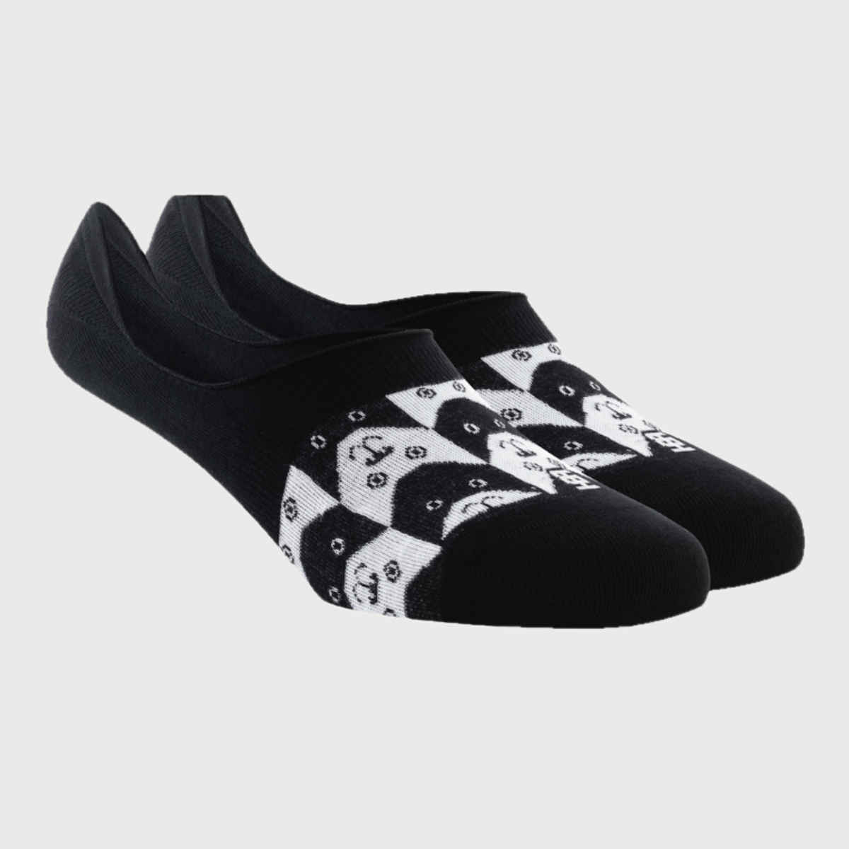 Socksoho Unisex Cotton No Show Socks | Black and White - Free Size