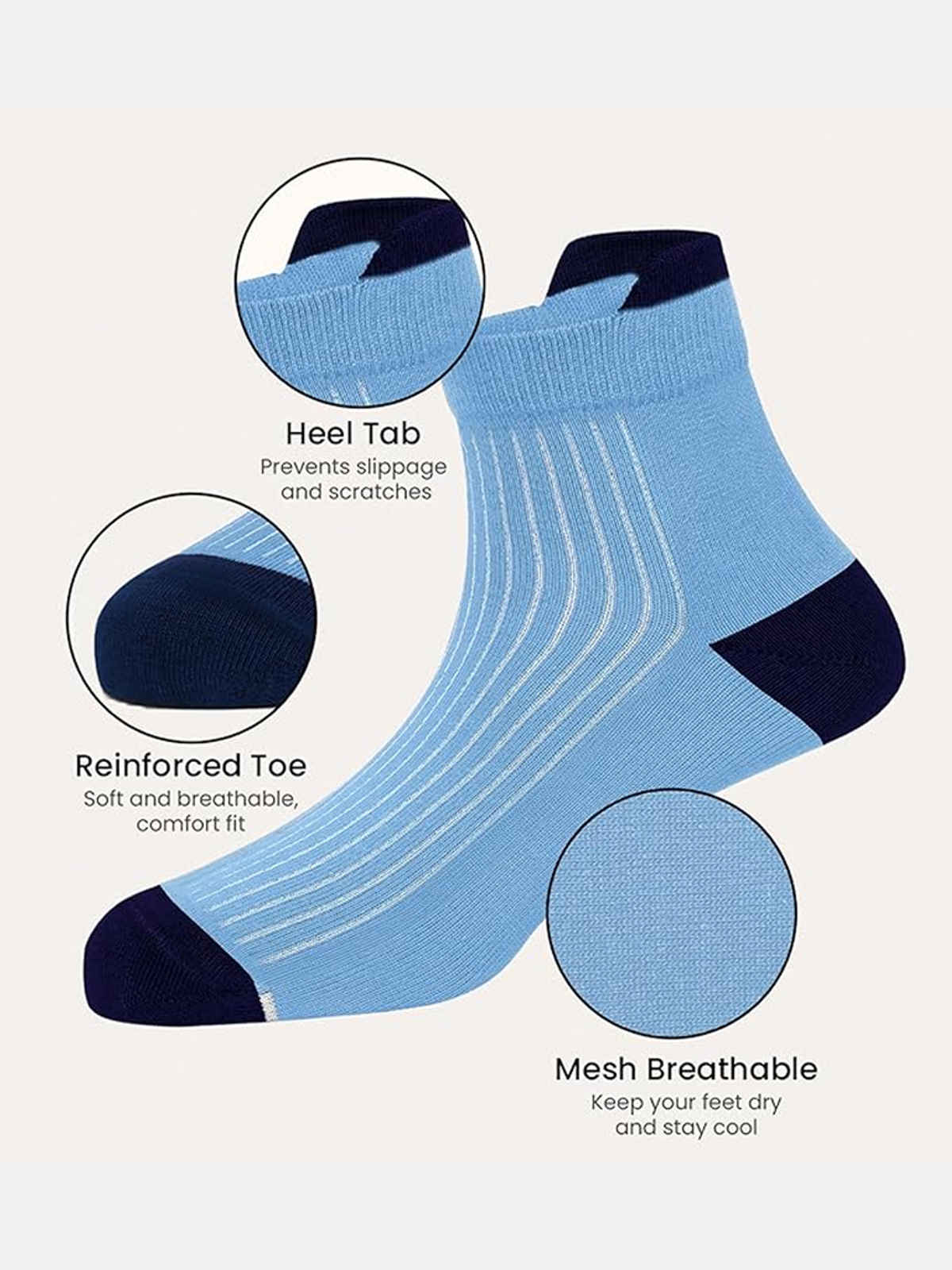 Freecultr Unisex Striped Bamboo Ankle Socks | Assorted - Free Size