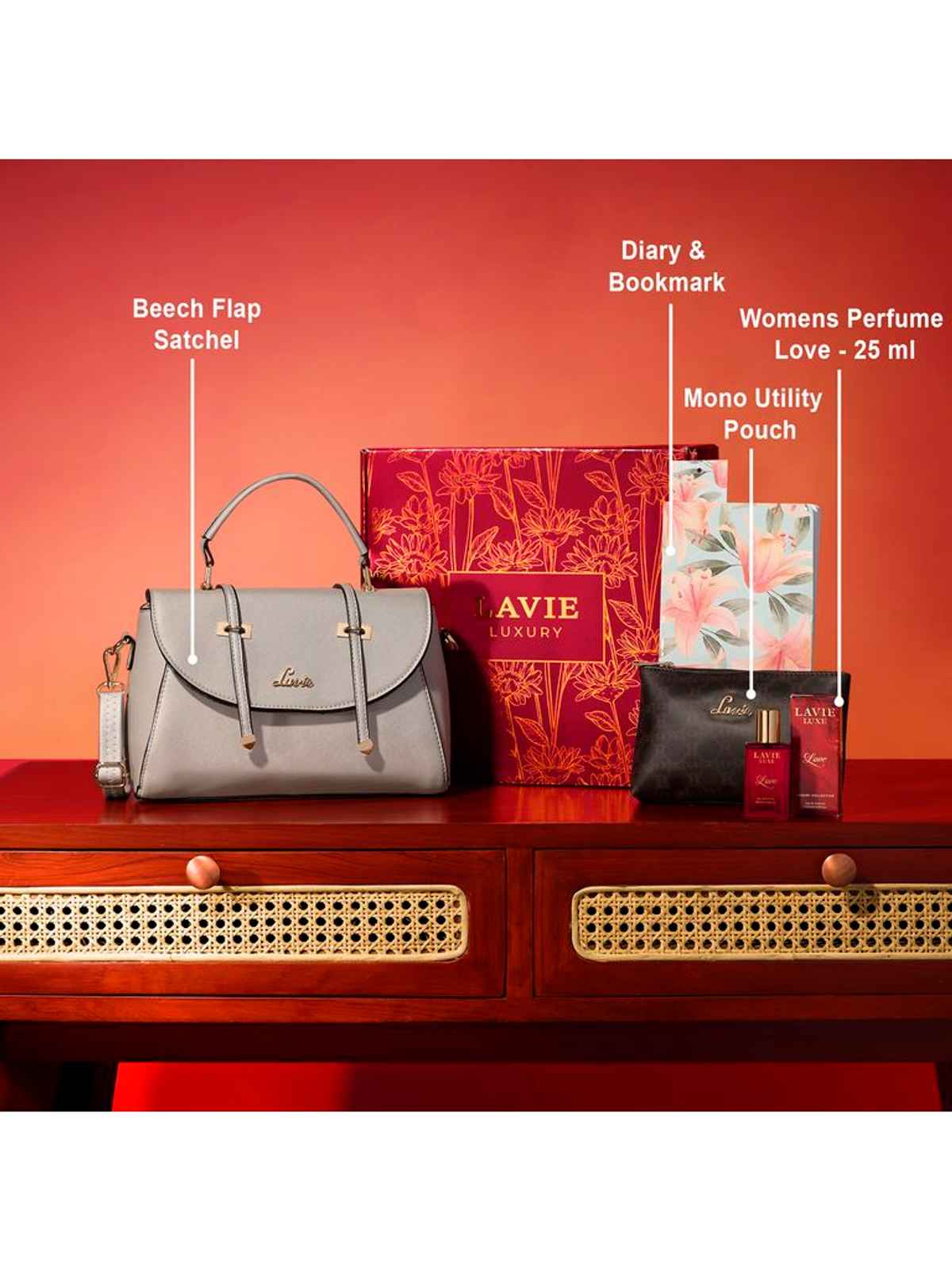 Lavie Scarlet Handbag 1 Women Gift Set