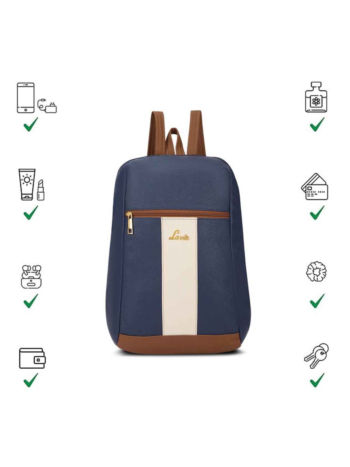Lavie Women's Colourblock Cobie Fashion Backpack for | Shoulder Bag | Navy
