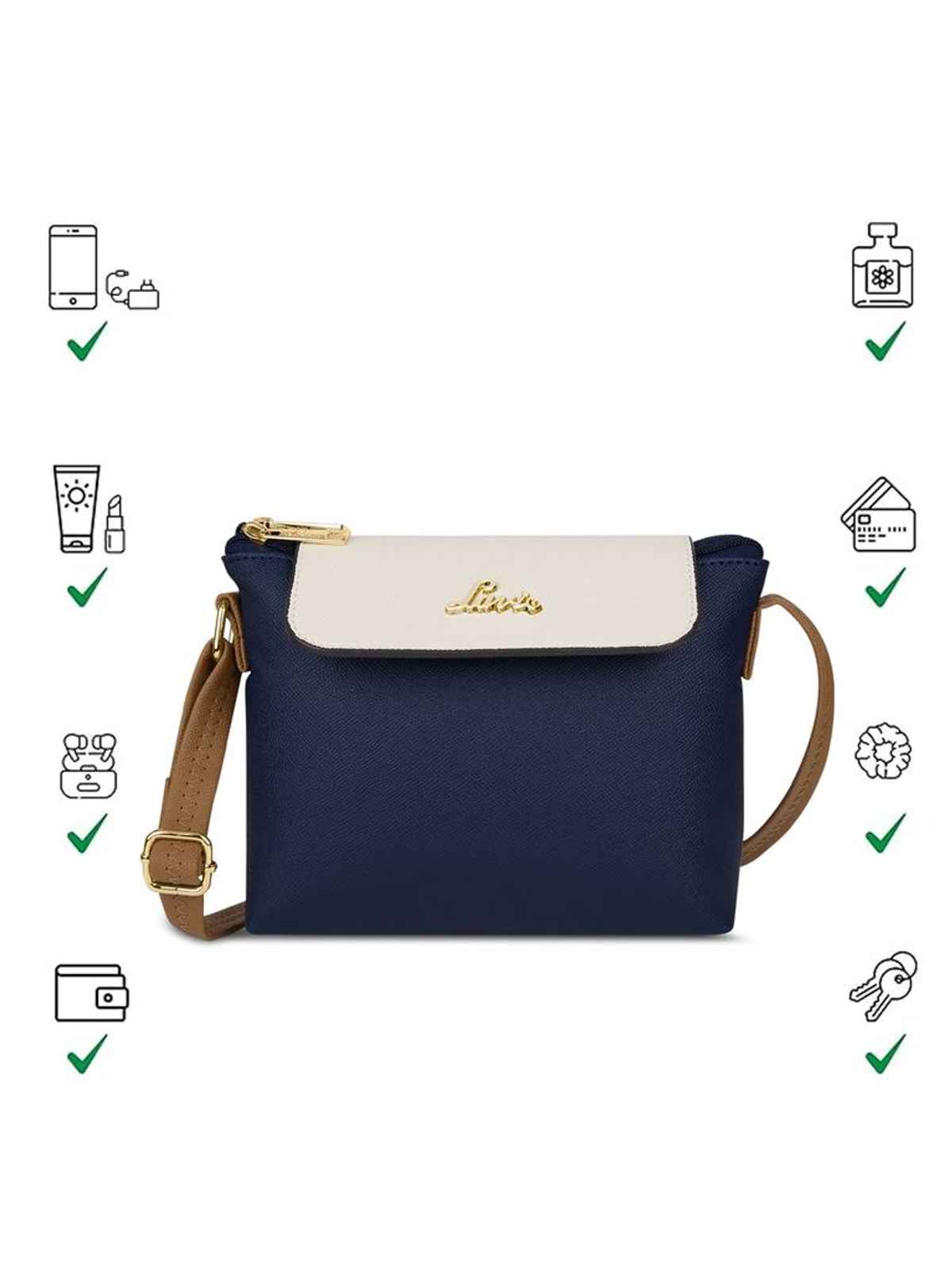 Lavie Women's Colourblock Rove Flap Crossbody Sling Bag | Ladies Purse Handbag | Navy Blue