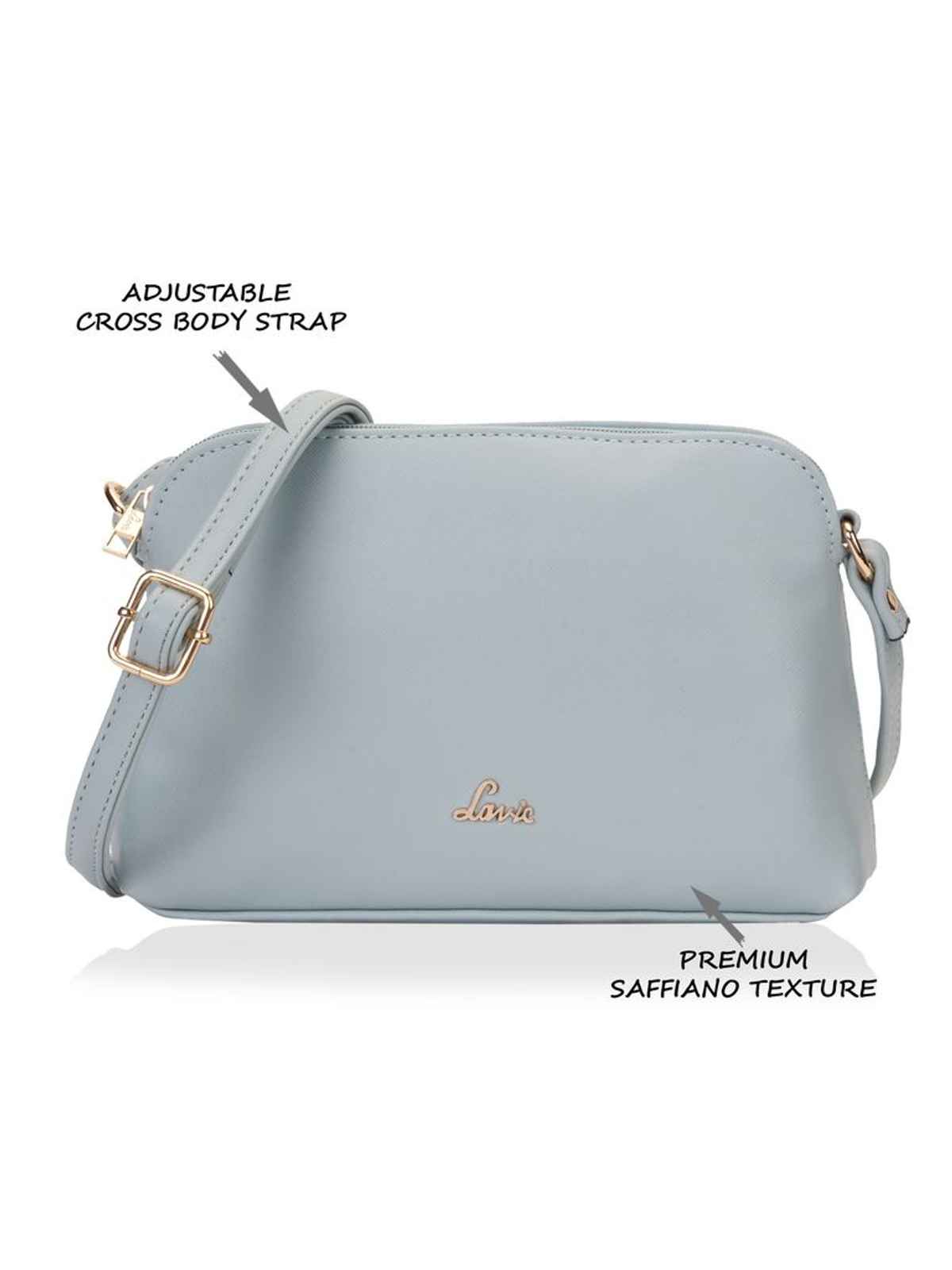 Lavie Women's Archer Pu Sling Bag | Premium Saffiano Texture | Medium | Blue