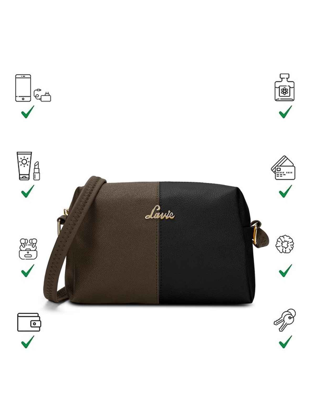 Lavie Women's Tori Cross Body Sling Bag | Ladies Purse Handbag | Black