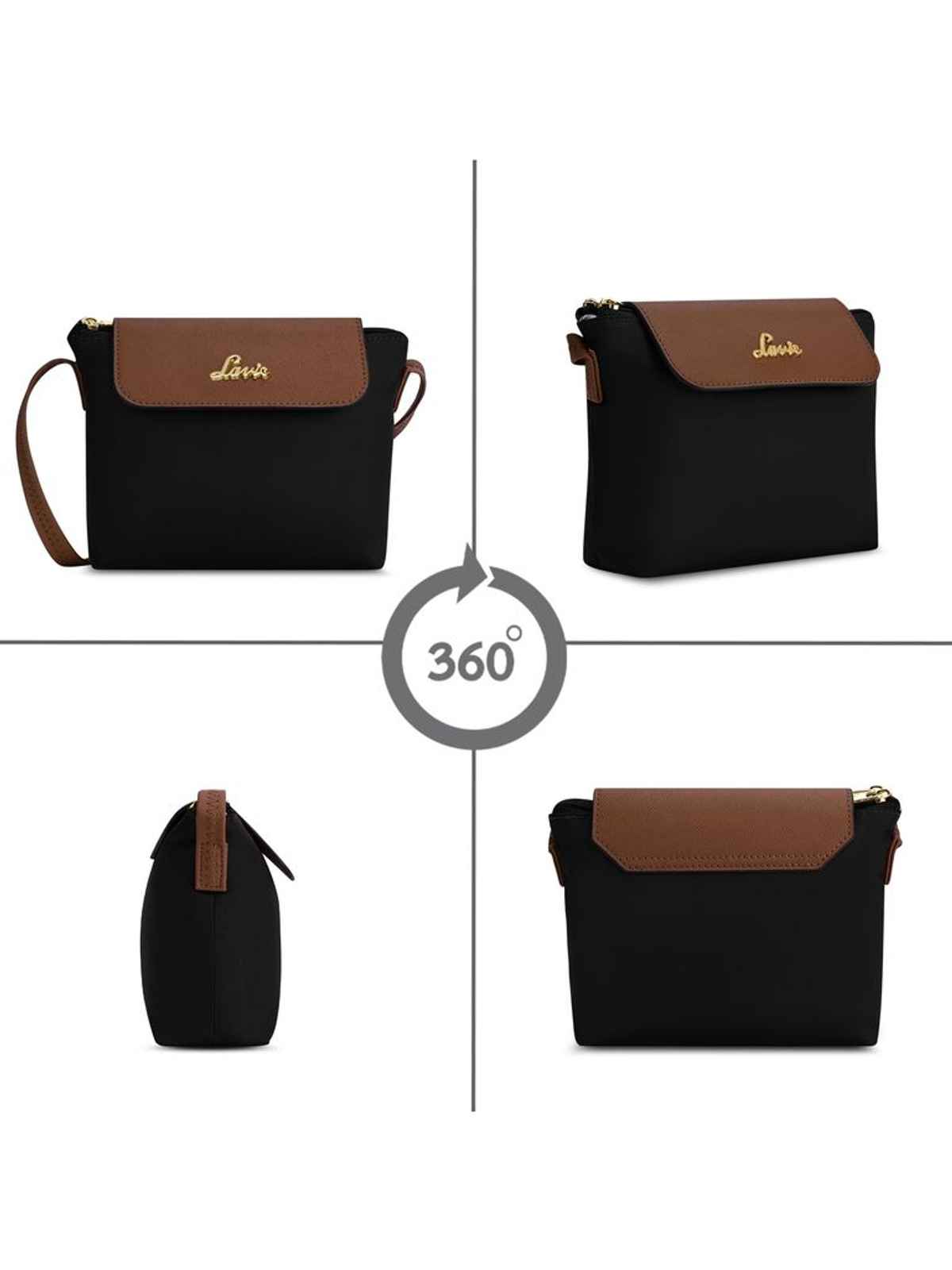 Lavie Women's Vero Flap Cross Body Sling Bag | Ladies Purse Handbag | Black