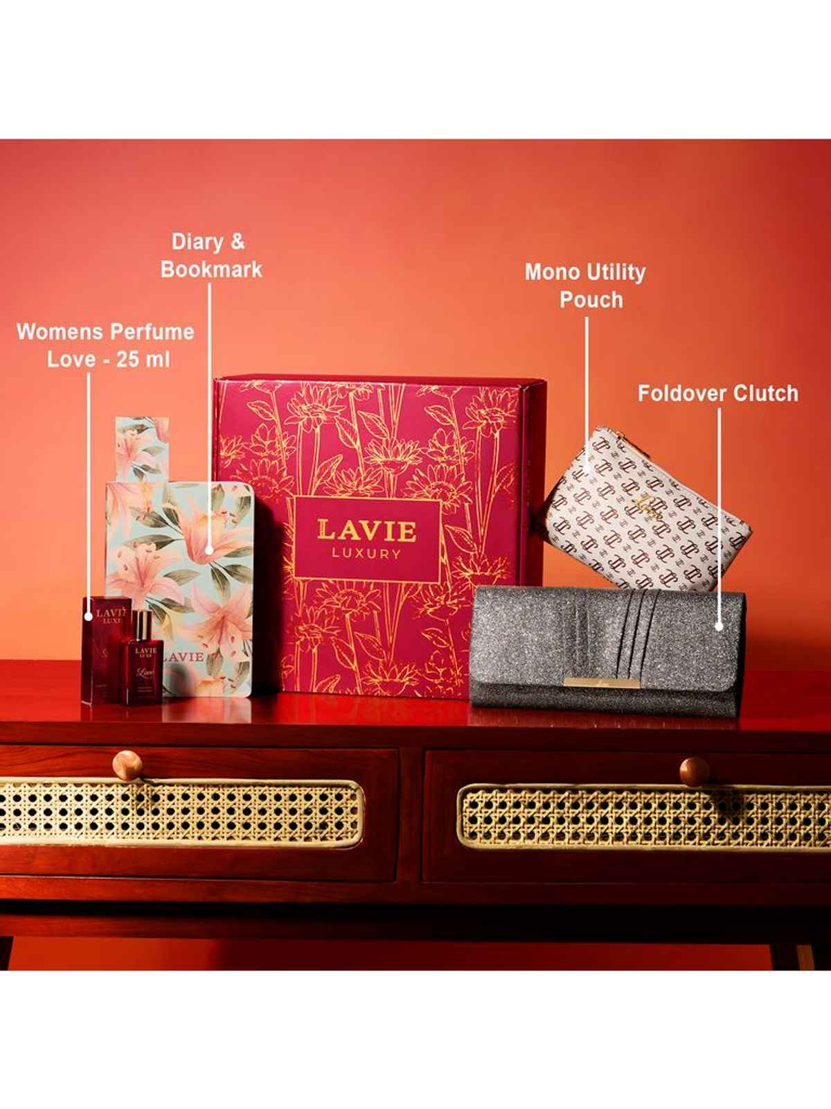 Lavie Scarlet Clutch Women Gift Set