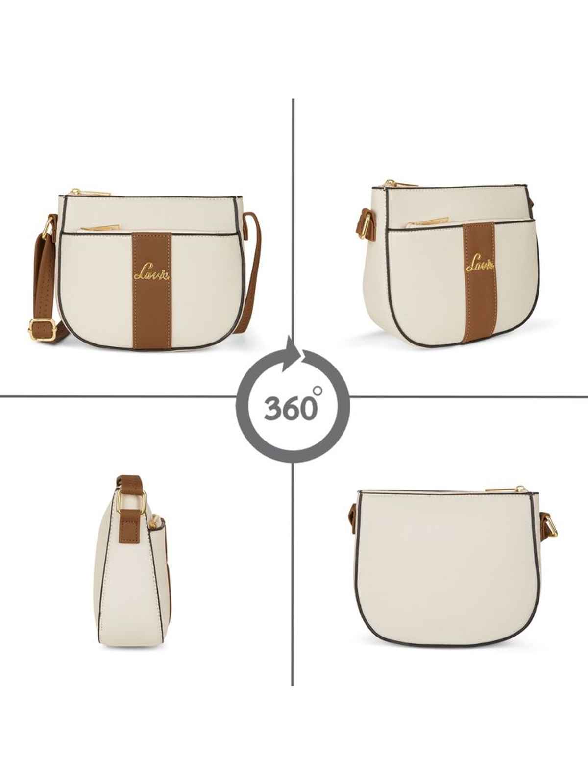 Lavie Women's Colourblock Spade Crossbody Sling Bag | Ladies Purse Handbag | Off White