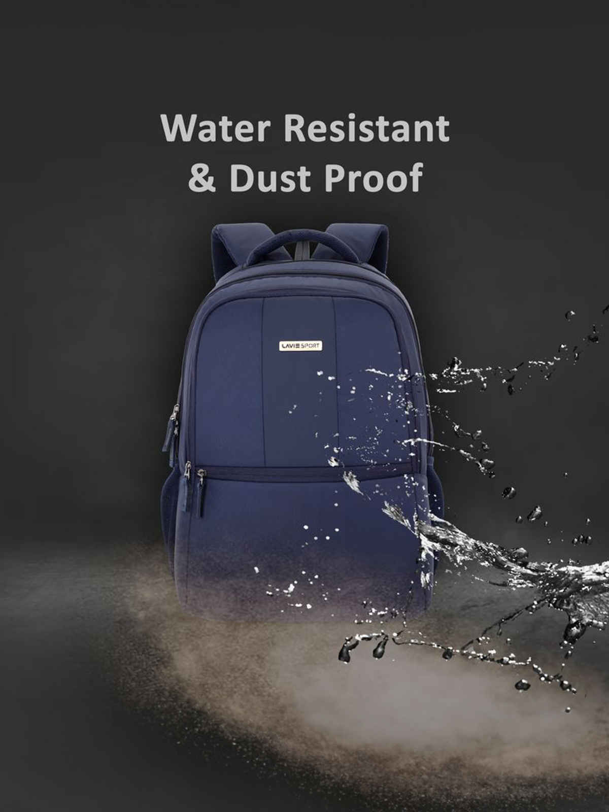 Lavie Sport Unisex Solid Polyester Laptop Backpack | Navy | M | (31.5 x 19 x 47 cm)