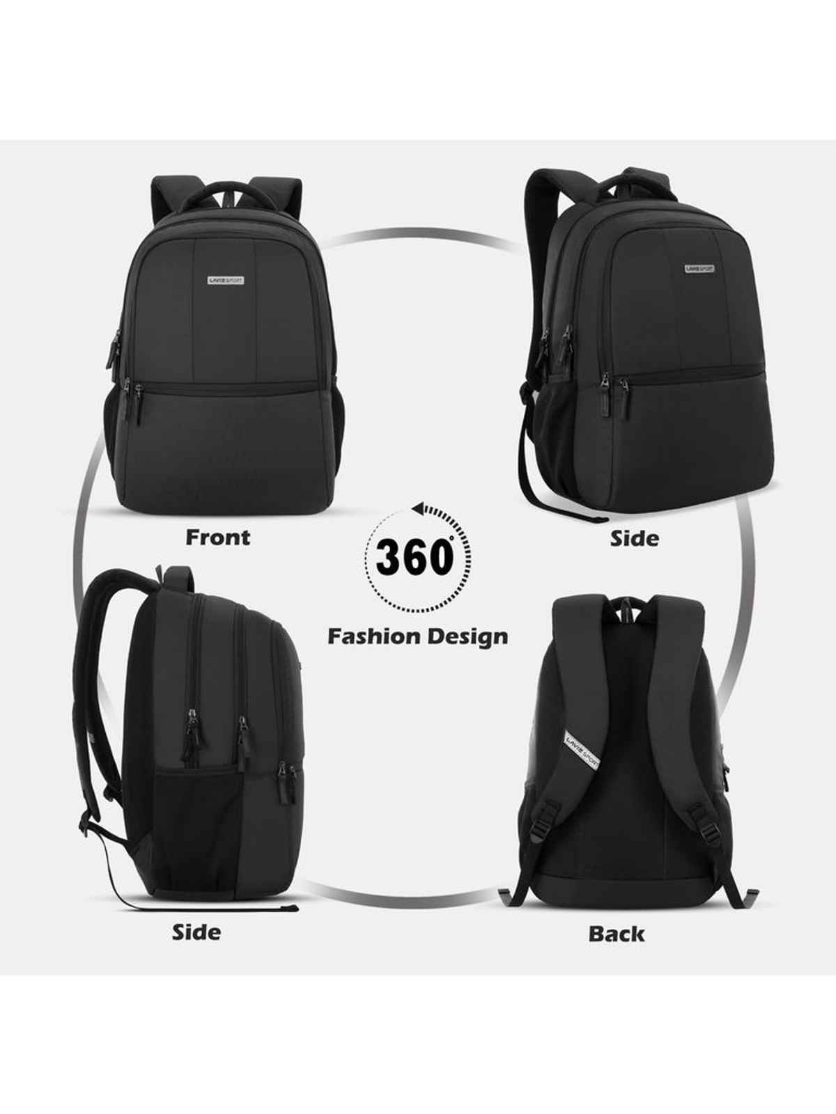 Lavie Sport Unisex Solid Polyester 28 L Padded Grab Handle Laptop Backpack | Black - 15.6 Inches