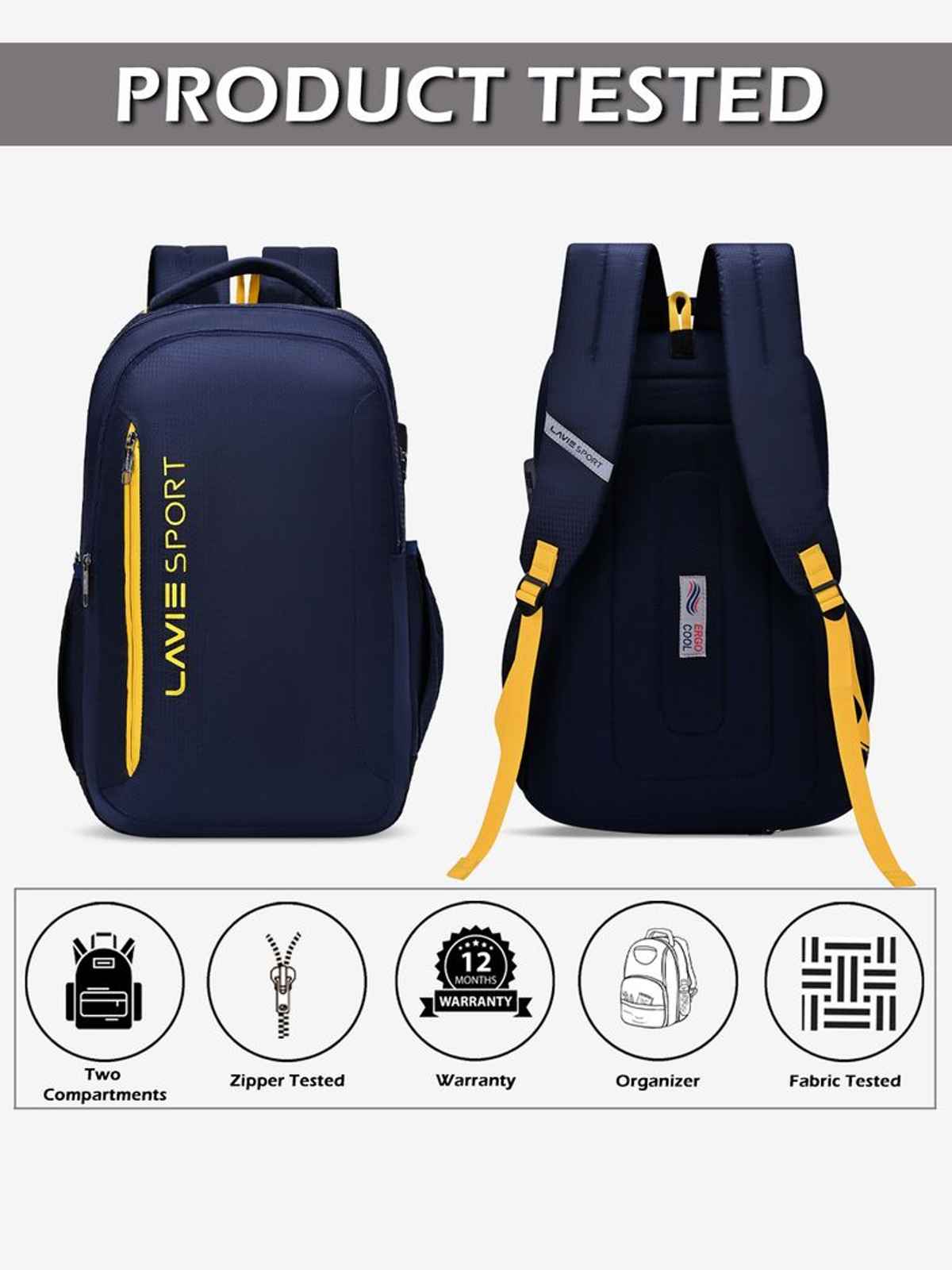 Lavie Sport Unisex Maverick 35 L Laptop Backpack| Fits Upto 15 Inch Laptop | Blue