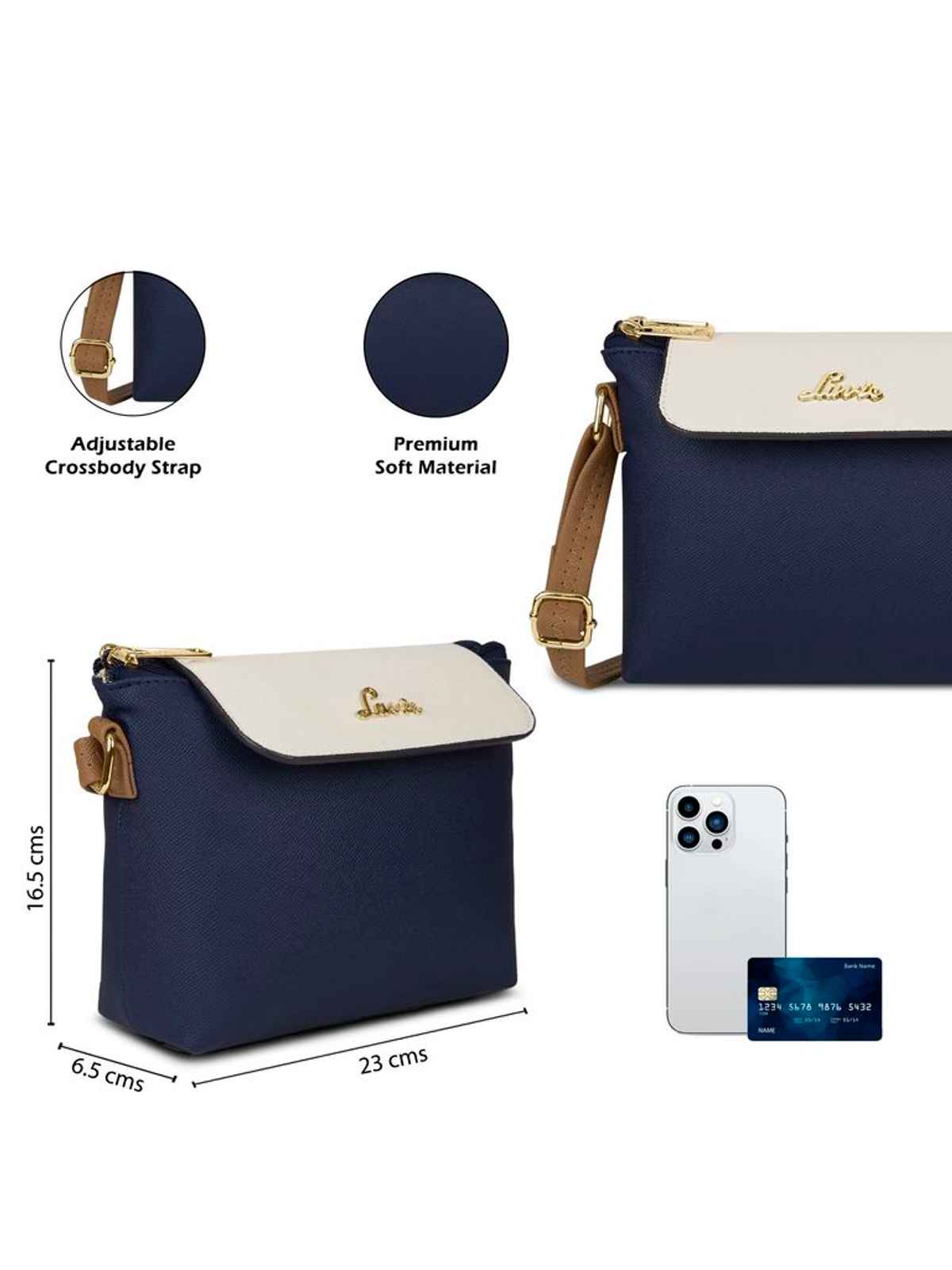 Lavie Women's Colourblock Rove Flap Crossbody Sling Bag | Ladies Purse Handbag | Navy Blue
