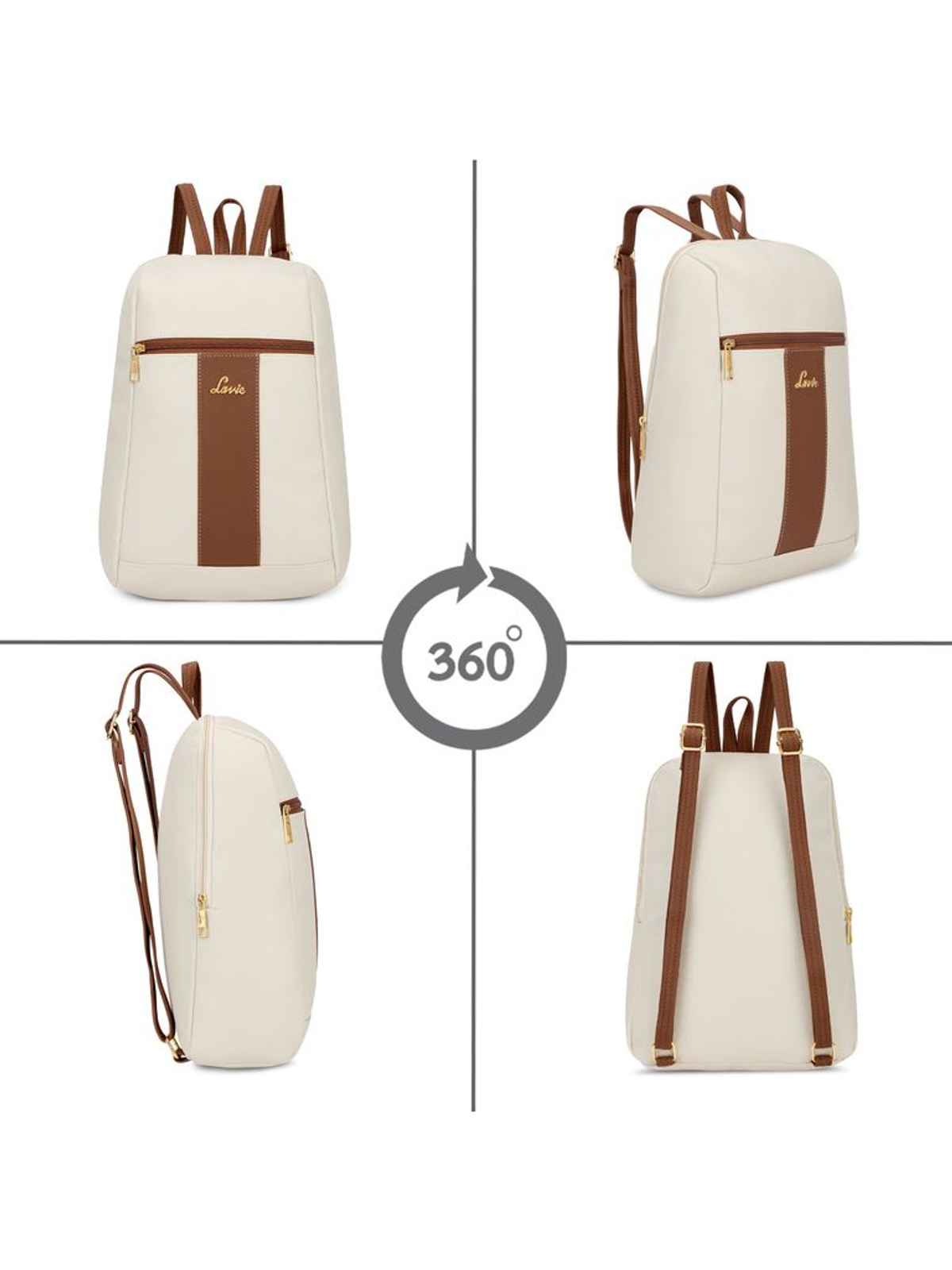 Lavie Women's Colourblock Cobie Fashion Backpack for | Shoulder Bag | Off White