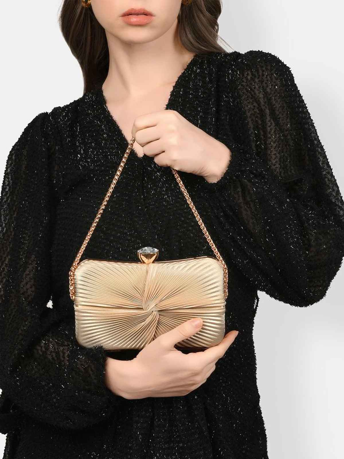 Lavie Women's Ruby Knot Framed Clutch | Ladies Purse | Small | Rose Gold