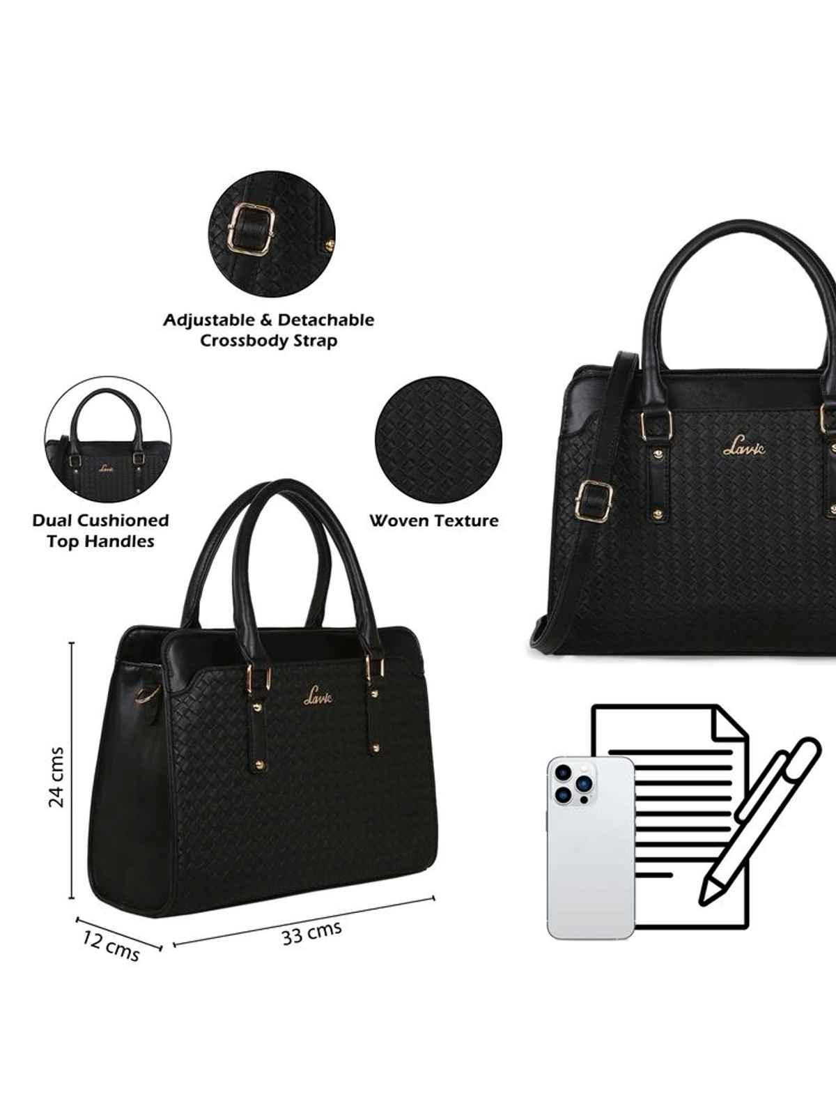 Lavie Women's 3 Compartment Hand Bag | Black