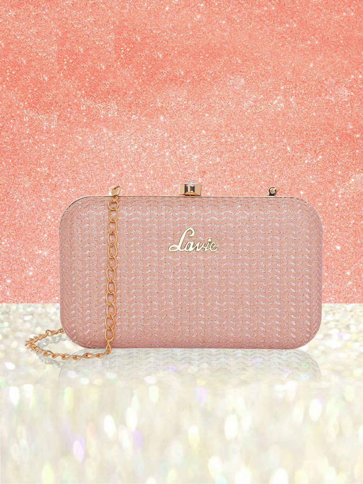 Lavie Women's Sparkle Framed Clutch | Small | Rose Pink (8.5 X 3.6 X 11.5 Cm)