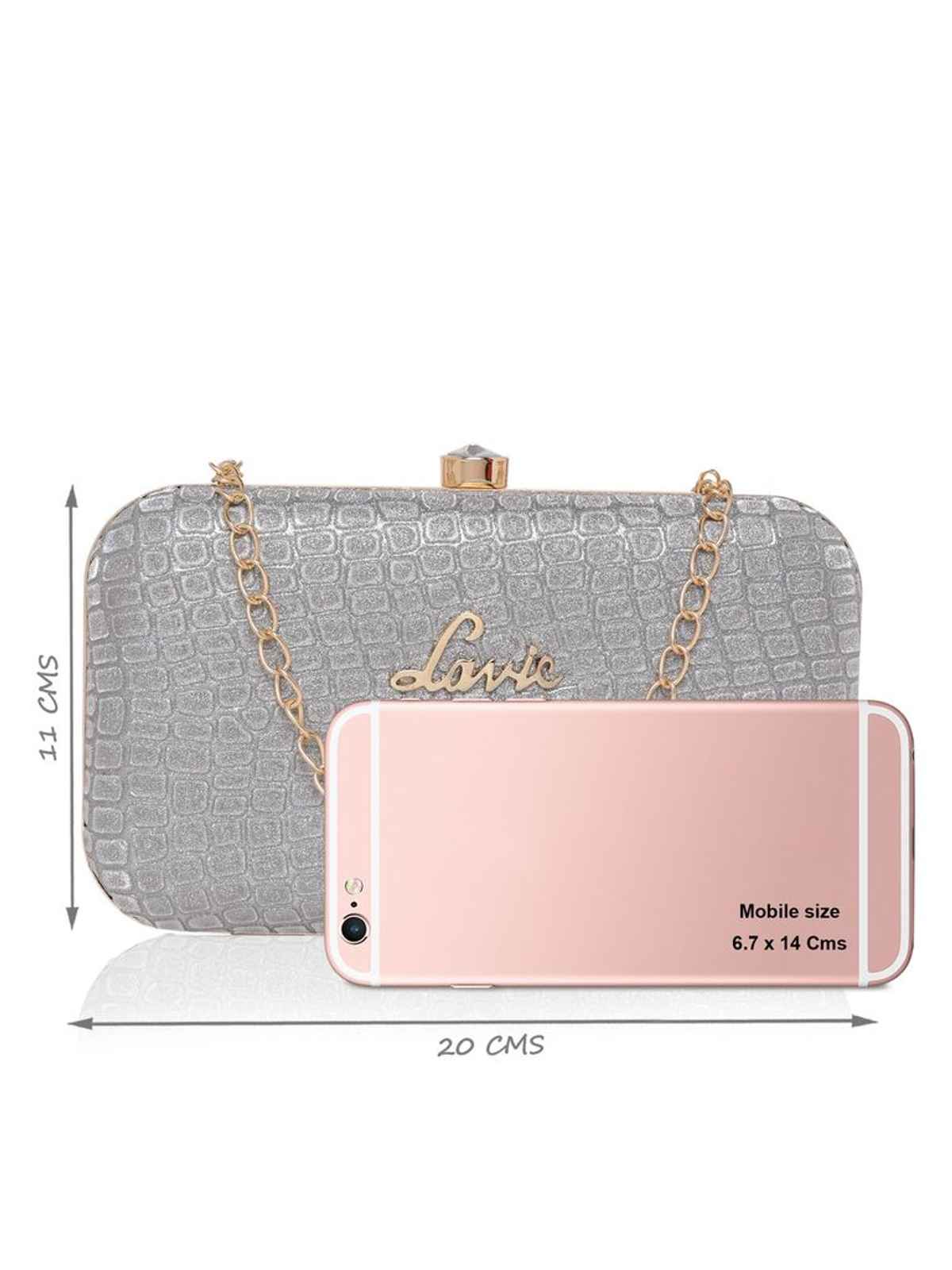 Lavie Women's Tinsel Frame clutch | Light Grey