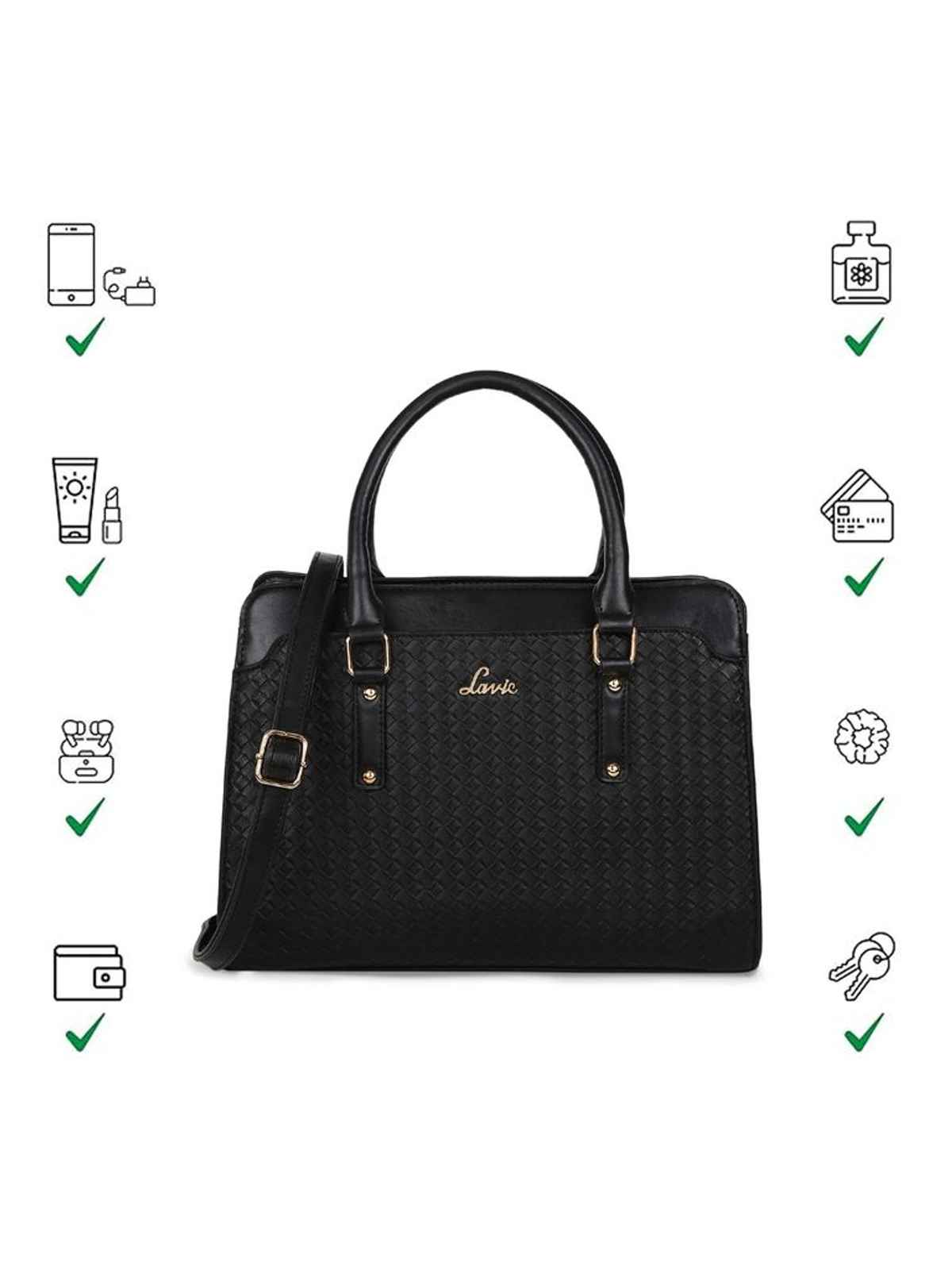 Lavie Women's 3 Compartment Hand Bag | Black