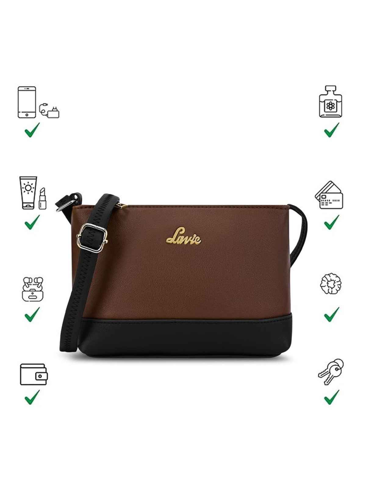 Lavie Women's Taya Cross Body Sling Bag | Ladies Purse Handbag | Brown