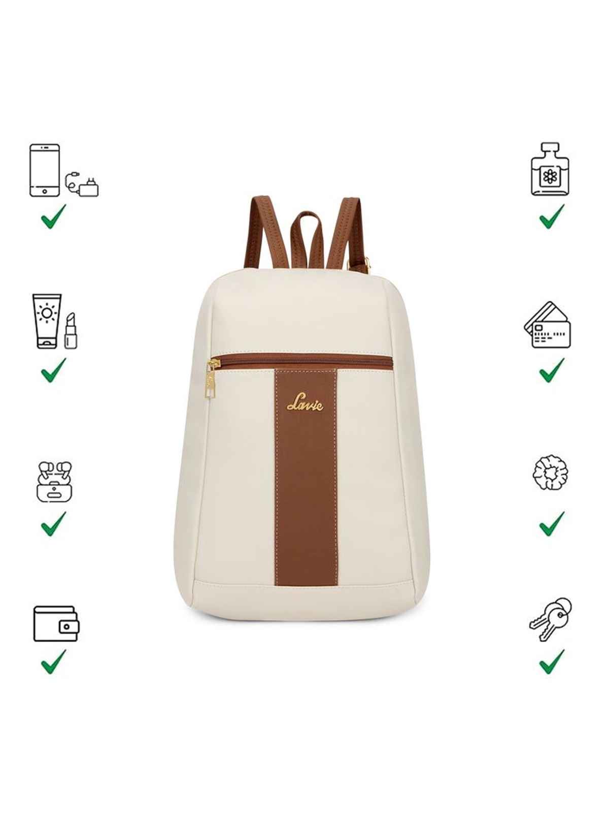 Lavie Women's Colourblock Cobie Fashion Backpack for | Shoulder Bag | Off White