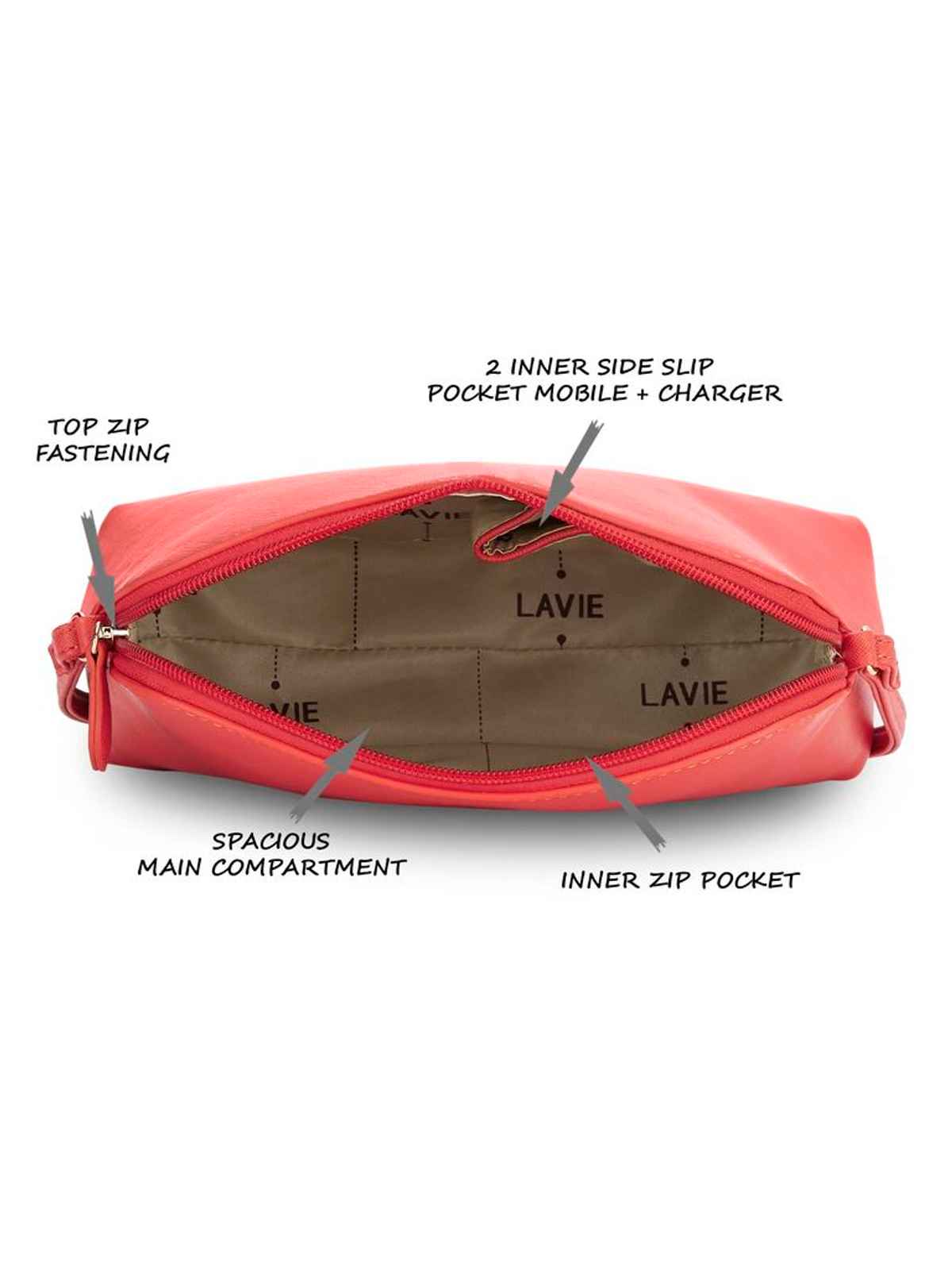 Lavie Women's Hand Bag | Medium | Coral