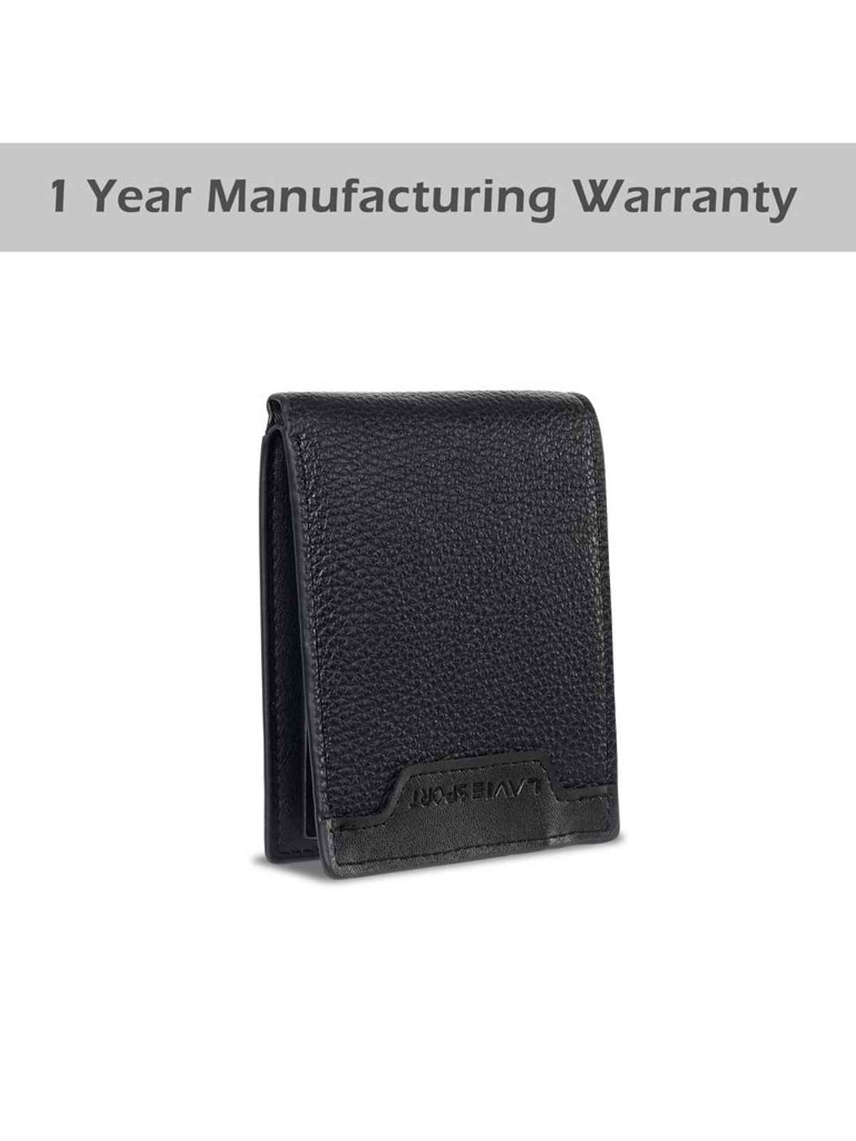 Lavie Sport Xavier Men's Wallet | 5 Card Slots | Biofold Wallet | Synthetic Leather | Purse - Black