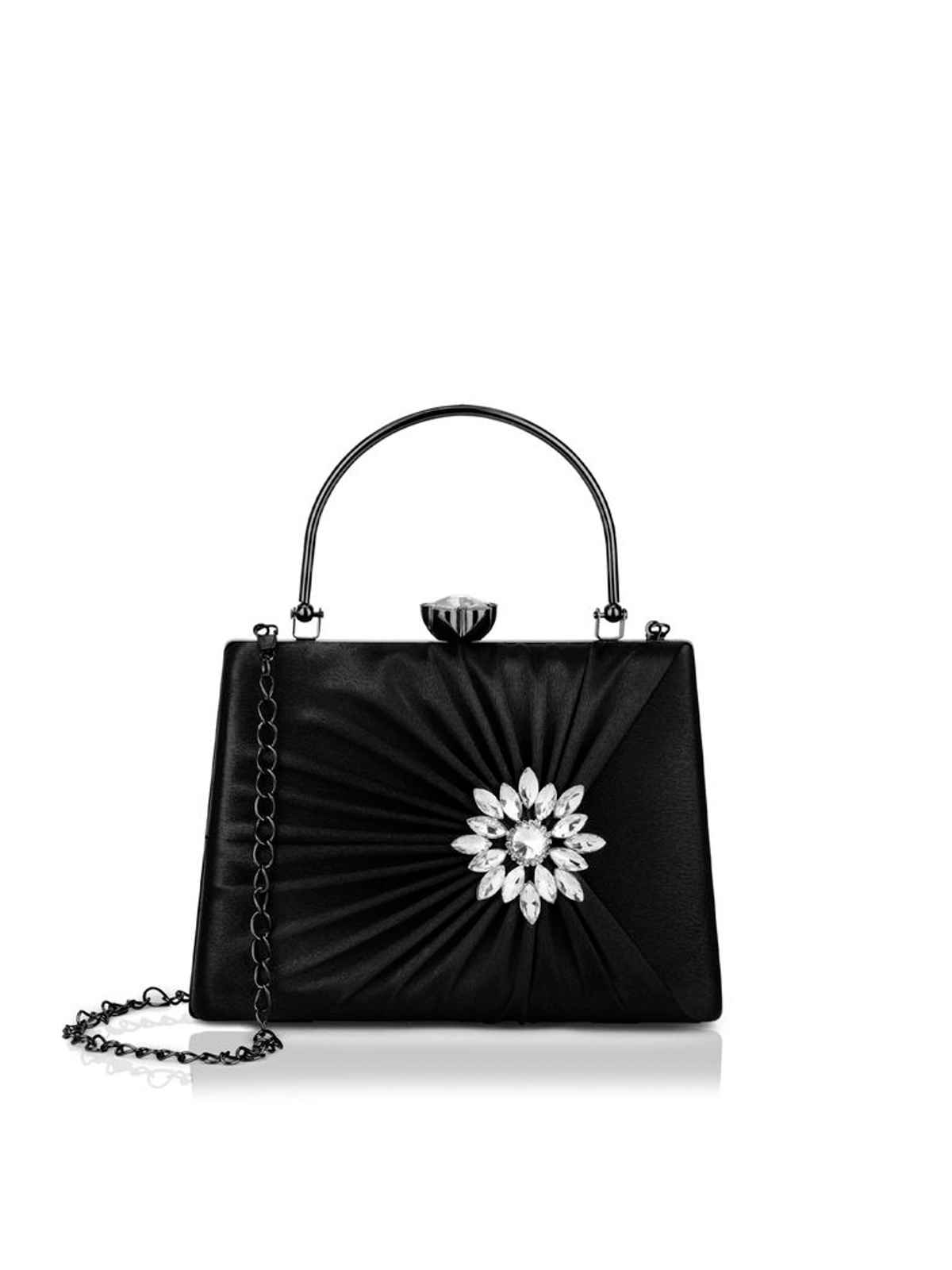 Lavie Women's Ivy Side Brooch Handle Frame Clutch | Small | Black (20 X 4 X 14 Cm)