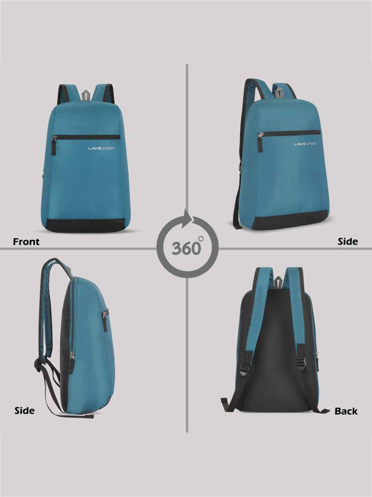 Lavie Sport Unisex Solid Polyester Top Handle Casual Backpack | Crystal Teal | S (25 x 12 x 37 cm)