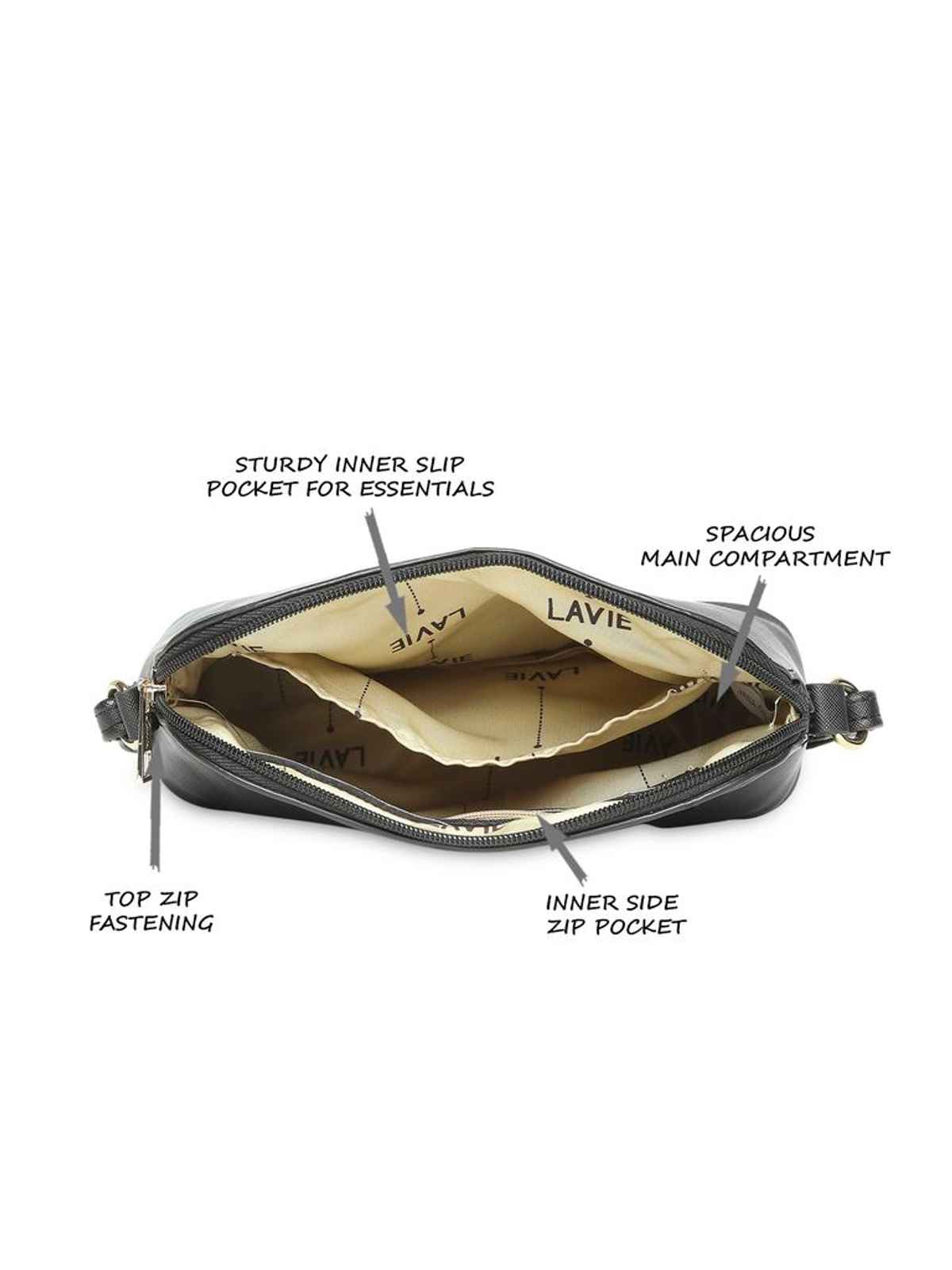 Lavie Women's Csb Synthetic Leather Satchel Bag | Medium | Black