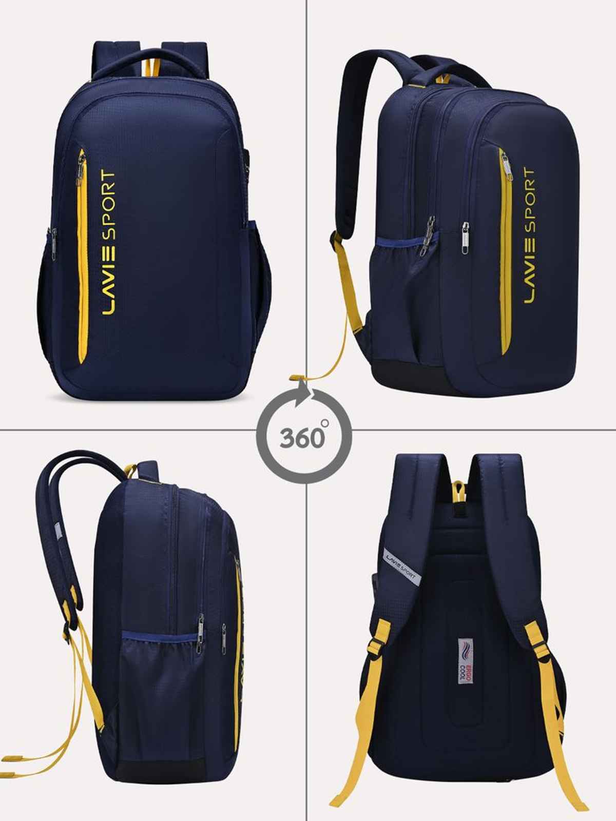 Lavie Sport Unisex Maverick 35 L Laptop Backpack| Fits Upto 15 Inch Laptop | Blue
