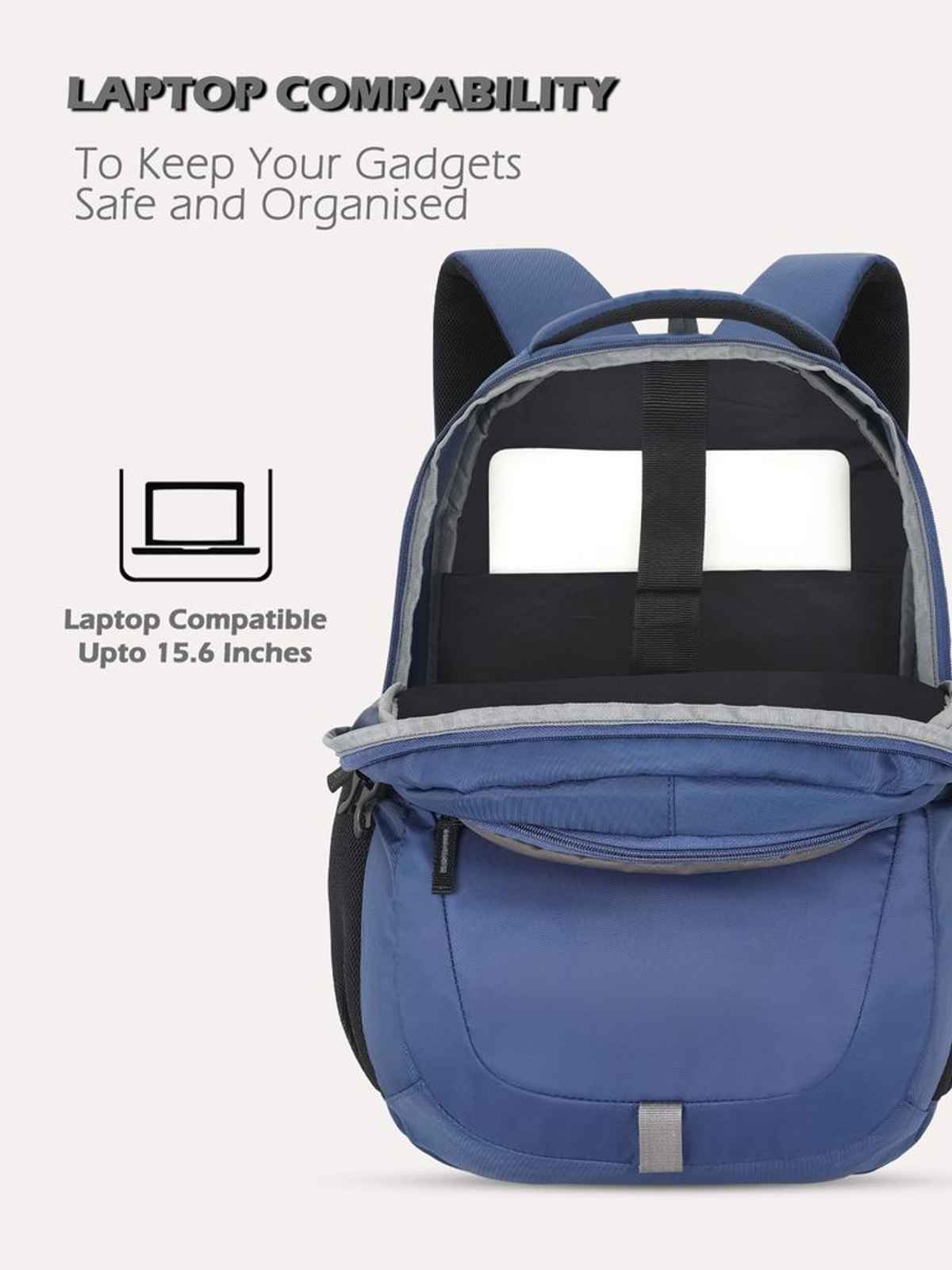 Lavie Sport Unisex Solid Polyester Padded Grab Handle Laptop Backpack | Navy | M (31 x 20 x 46 cm)