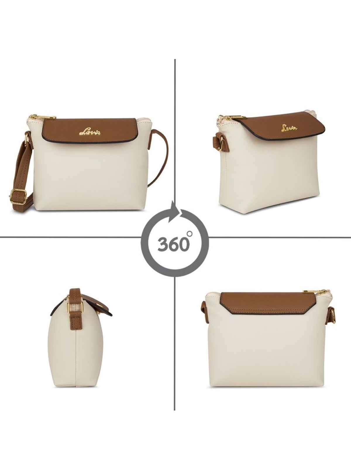 Lavie Women's Colourblock Rove Flap Crossbody Sling Bag | Ladies Purse Handbag | Off White