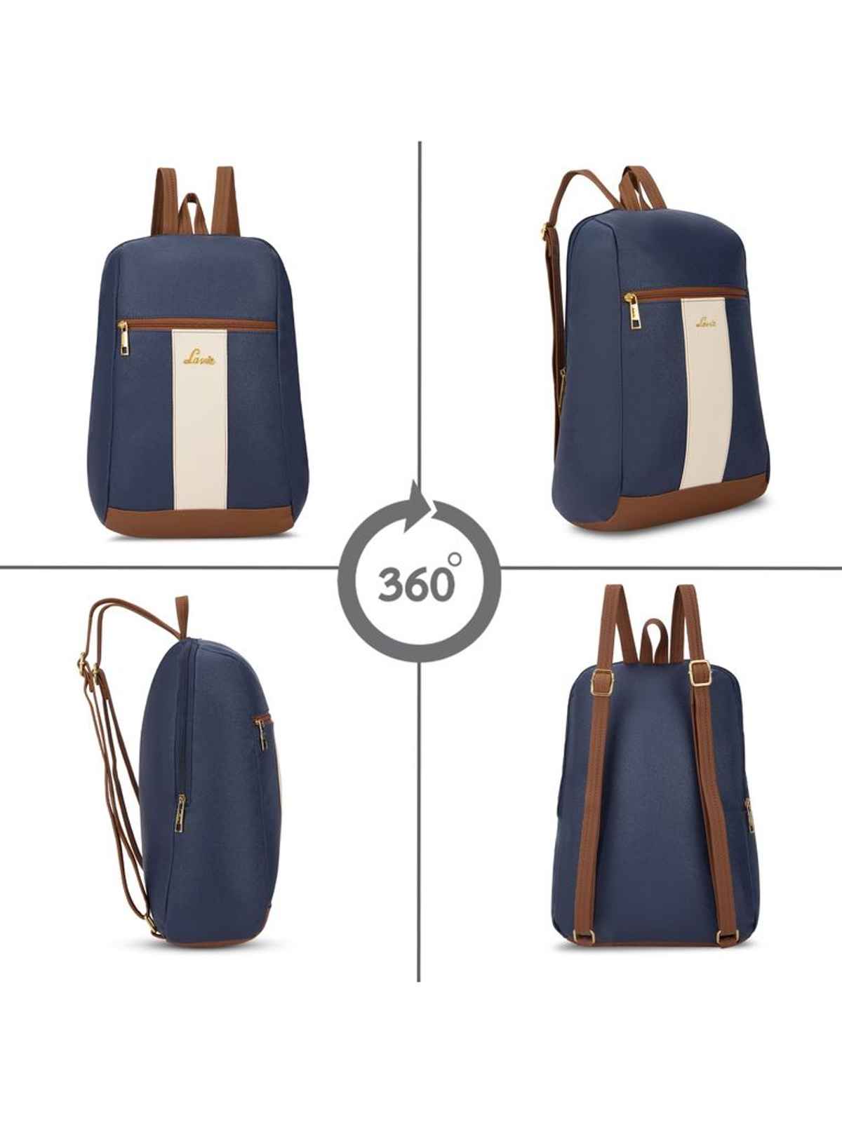 Lavie Women's Colourblock Cobie Fashion Backpack for | Shoulder Bag | Navy