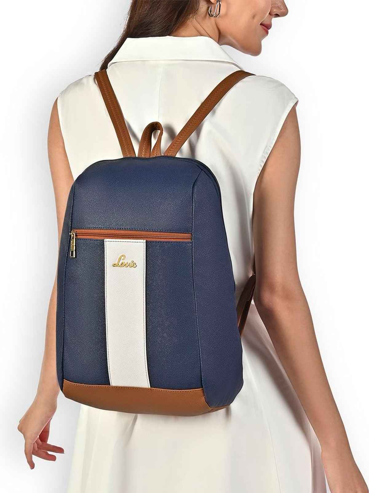 Lavie Women's Colourblock Cobie Fashion Backpack for | Shoulder Bag | Navy