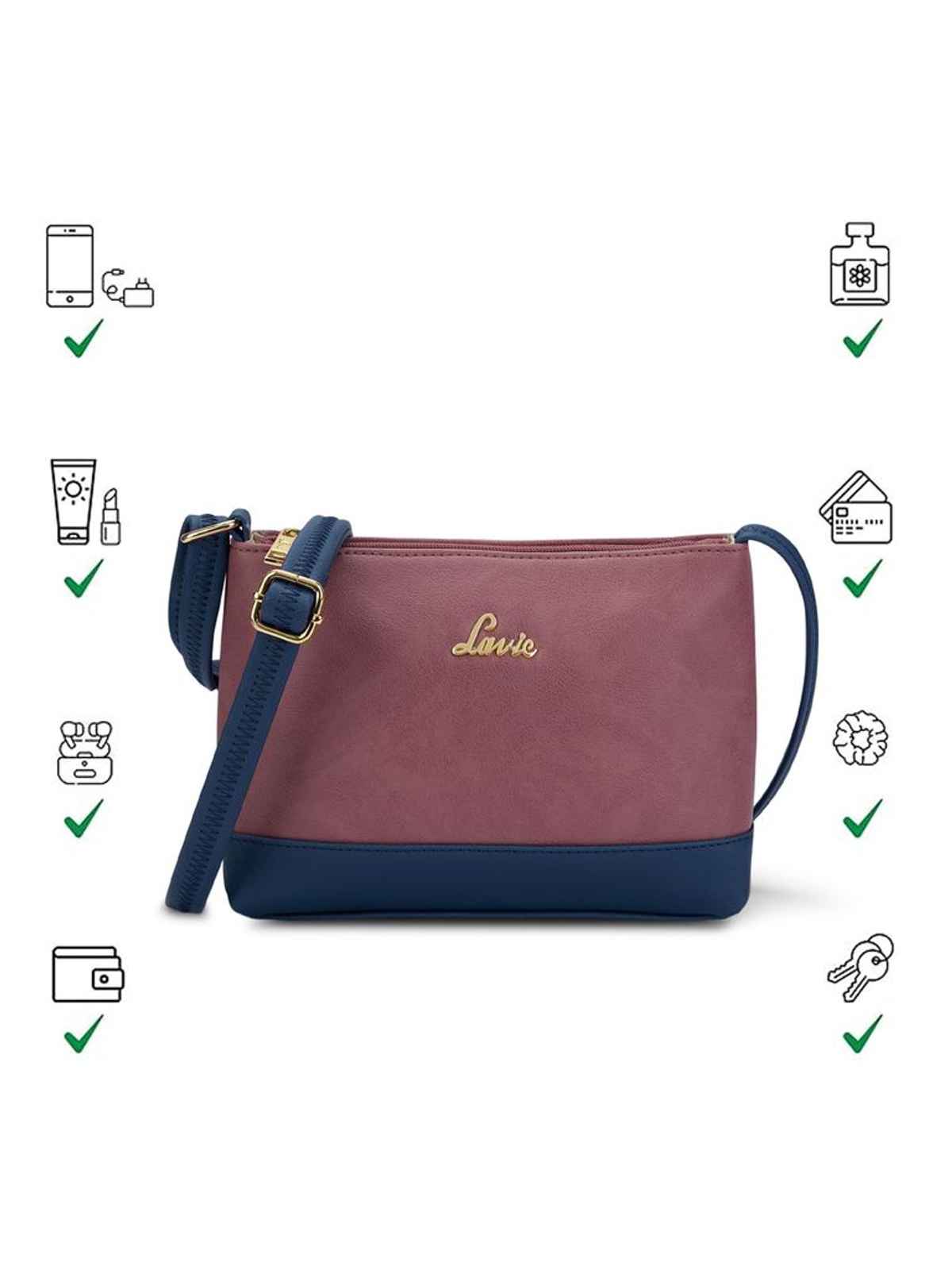 Lavie Women's Taya Cross Body Sling Bag | Ladies Purse Handbag | Dark Pink