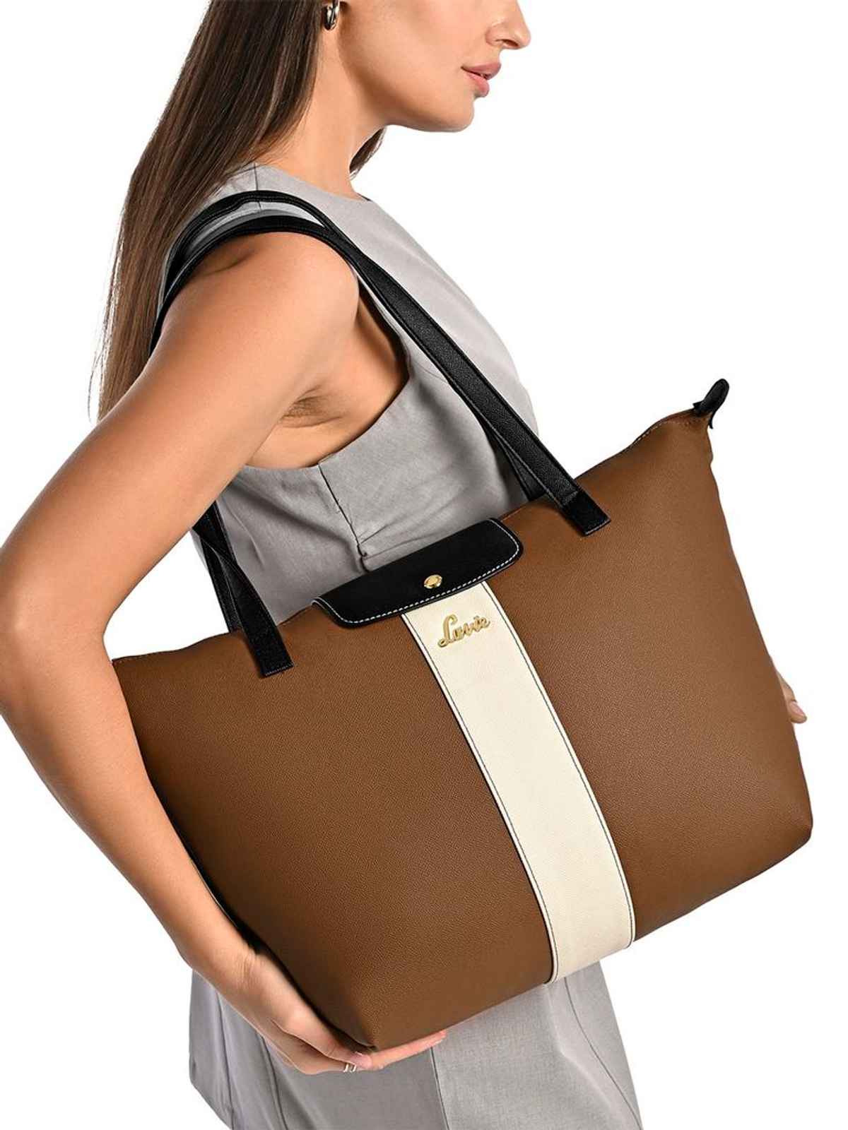 Lavie Women's Colourblock Vincy Tote Handbag | Tan