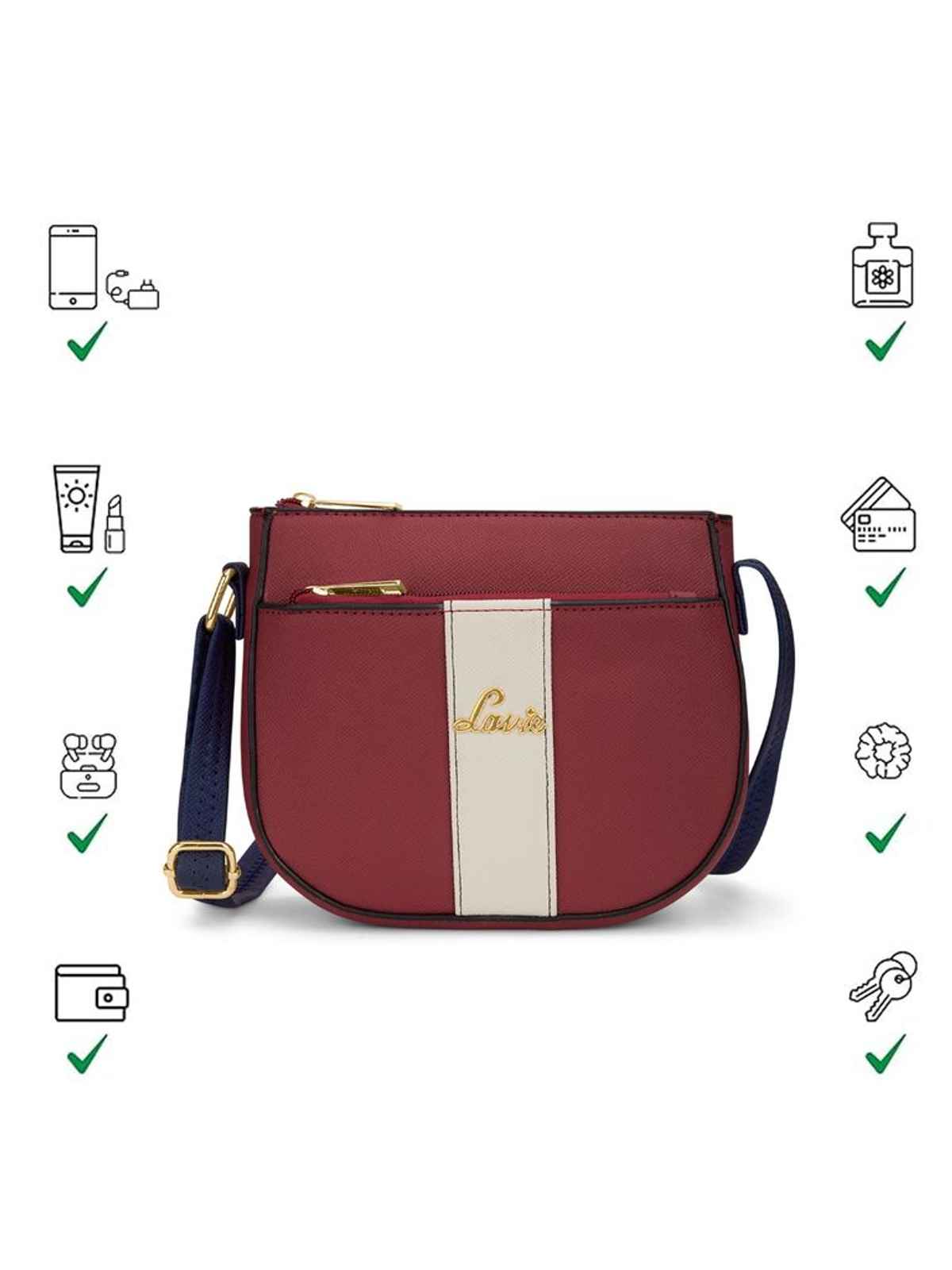 Lavie Women's Colourblock Spade Crossbody Sling Bag | Ladies Purse Handbag | Red