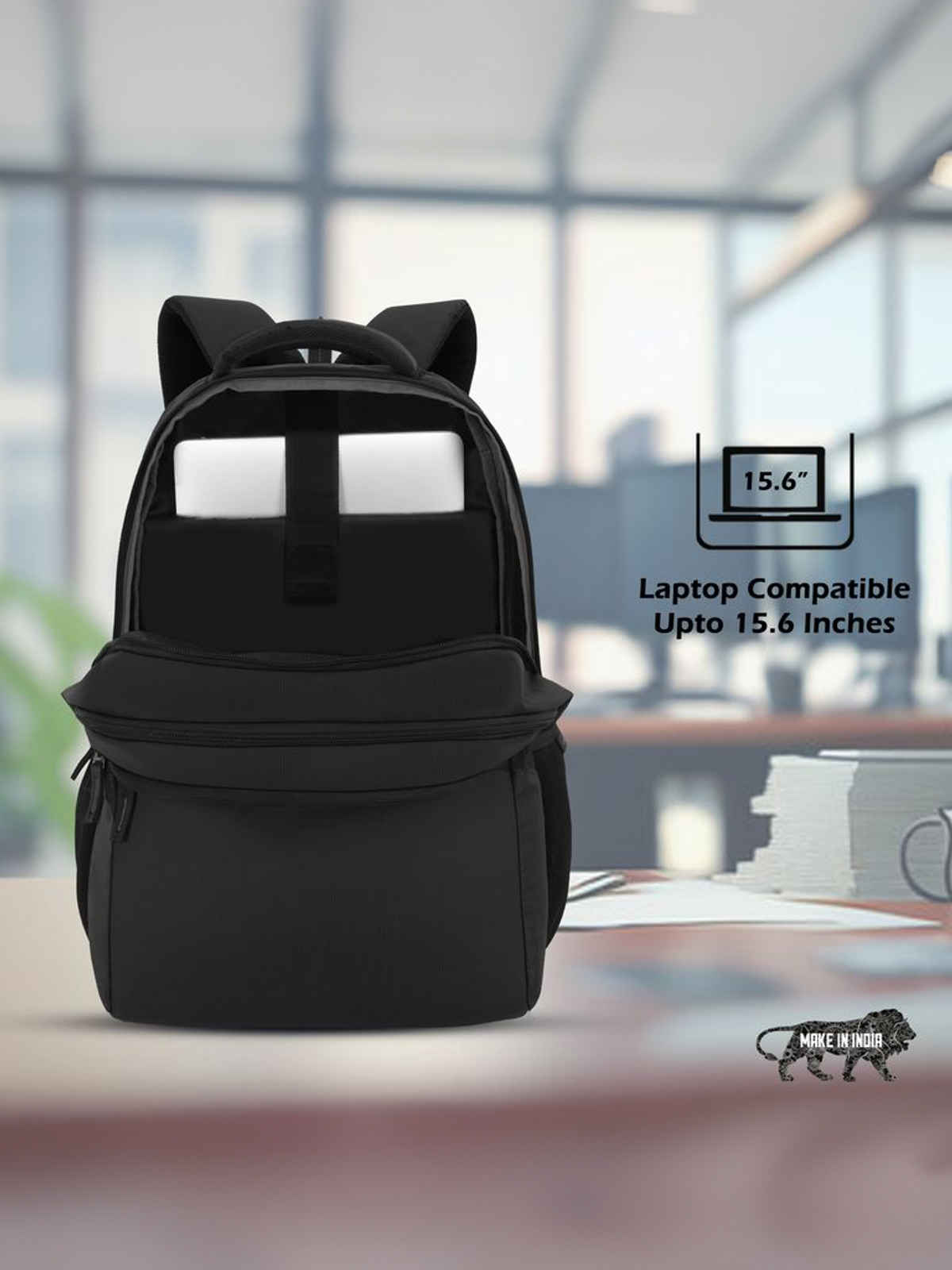 Lavie Sport Unisex Solid Polyester 28 L Padded Grab Handle Laptop Backpack | Black - 15.6 Inches