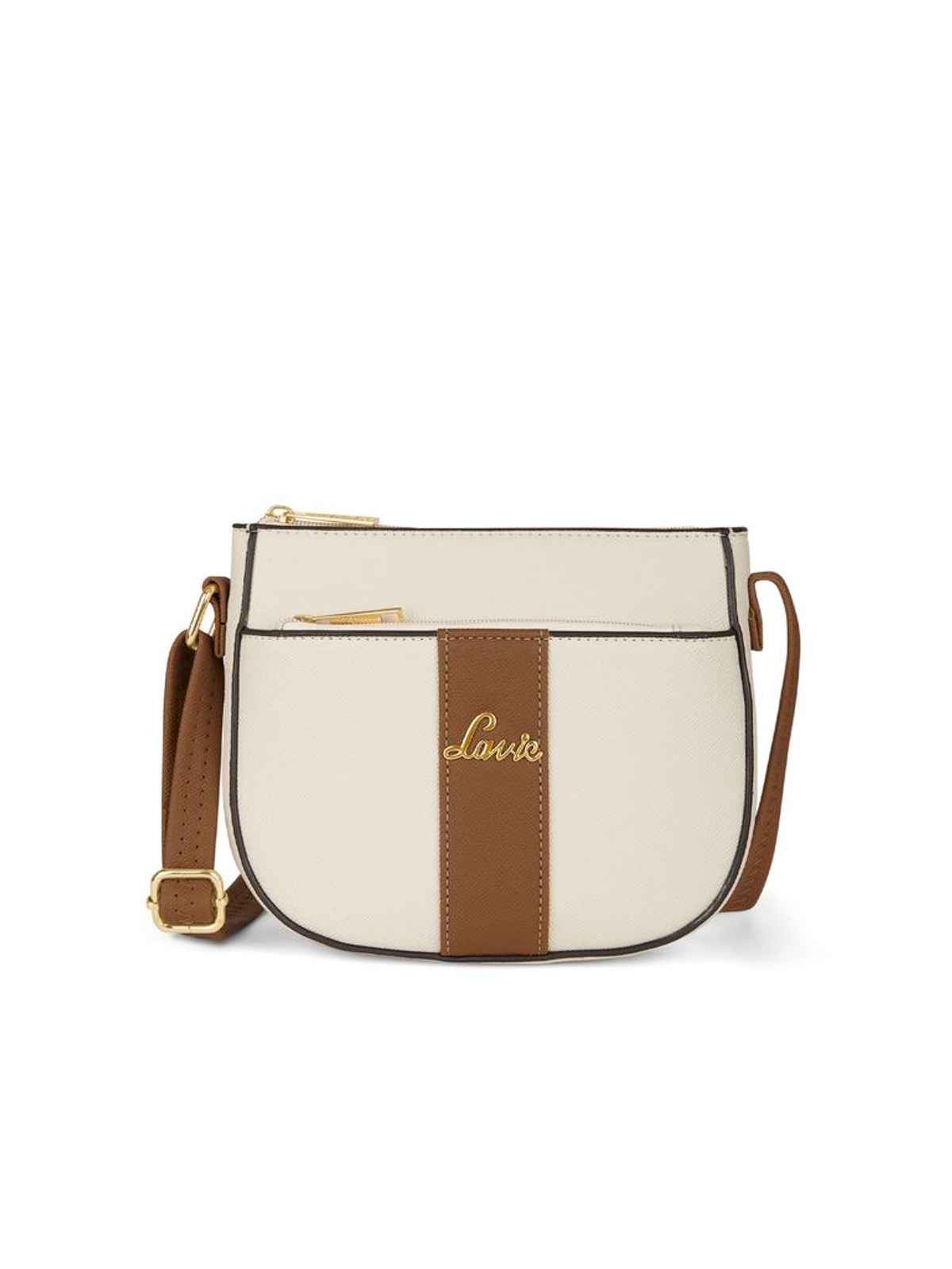 Lavie Women's Colourblock Spade Crossbody Sling Bag | Ladies Purse Handbag | Off White