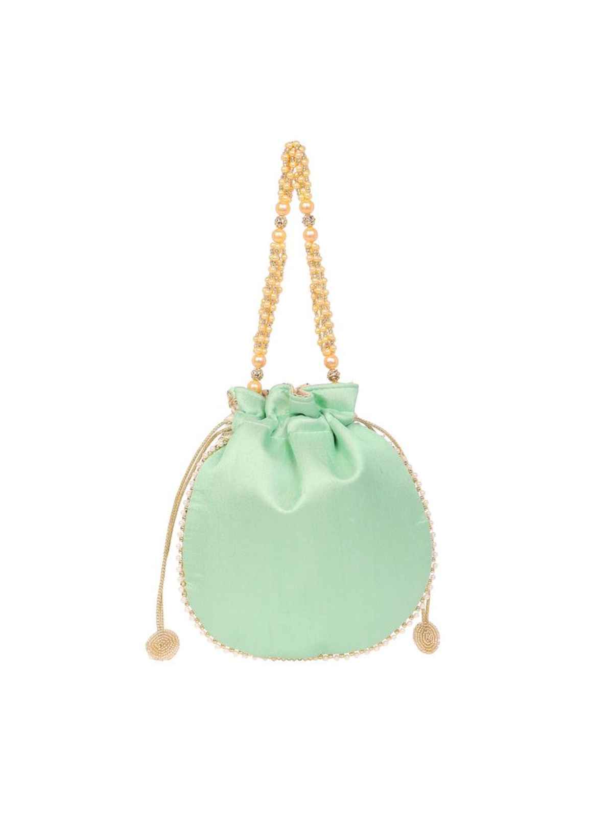 Lavie Women's Amara Round Potli Bags for Ladies & Girls | Pouches for Festive Seasons & Wedding | Green