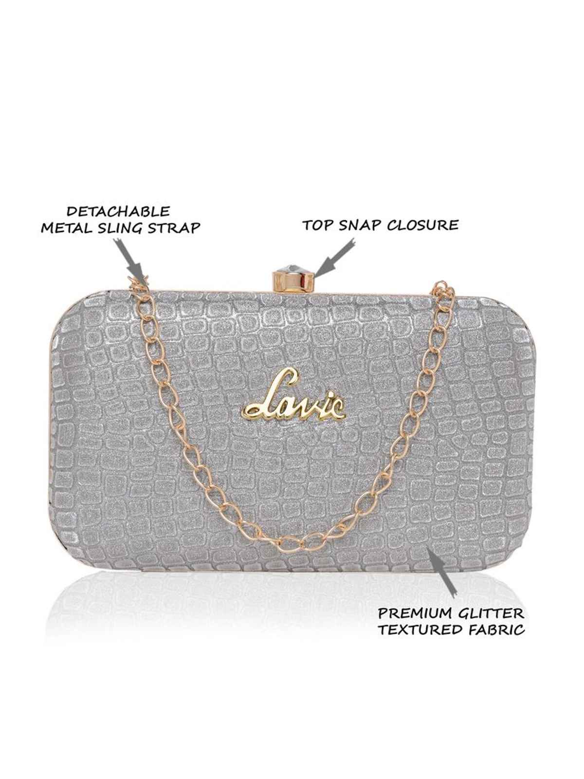 Lavie Women's Tinsel Frame clutch | Light Grey