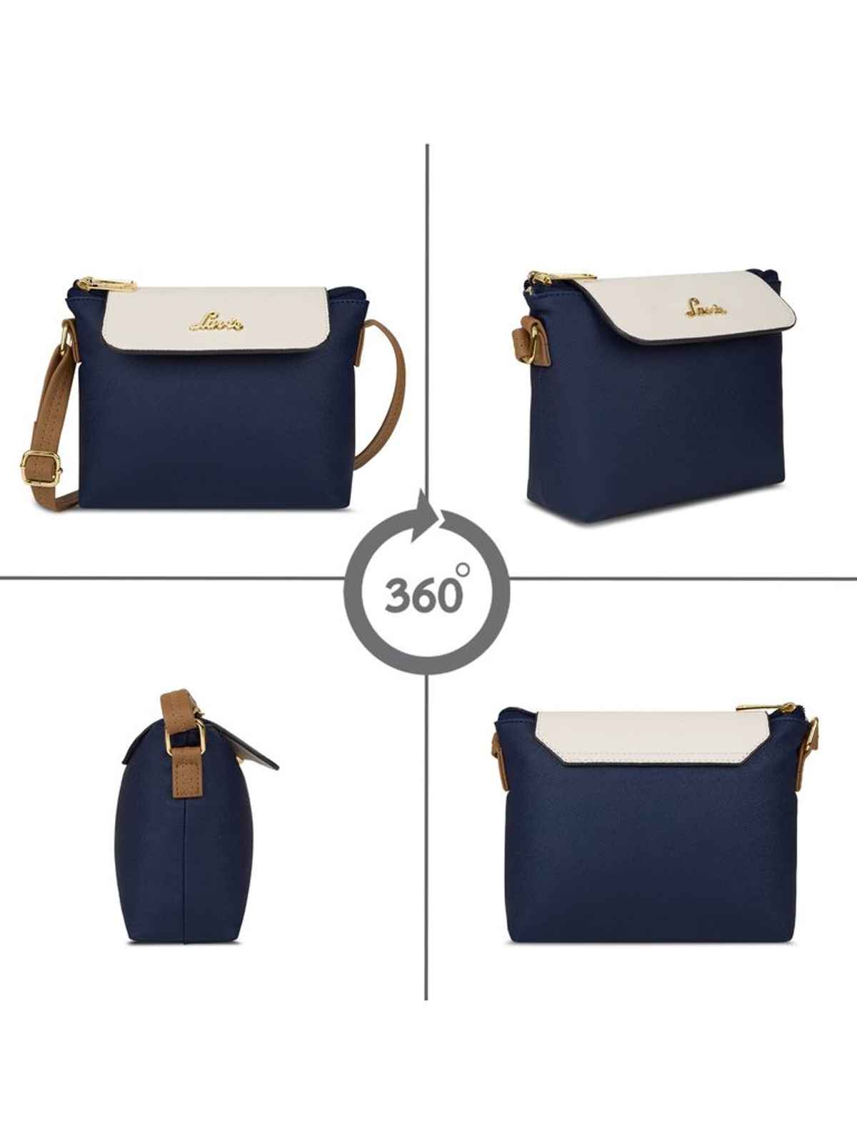 Lavie Women's Colourblock Rove Flap Crossbody Sling Bag | Ladies Purse Handbag | Navy Blue