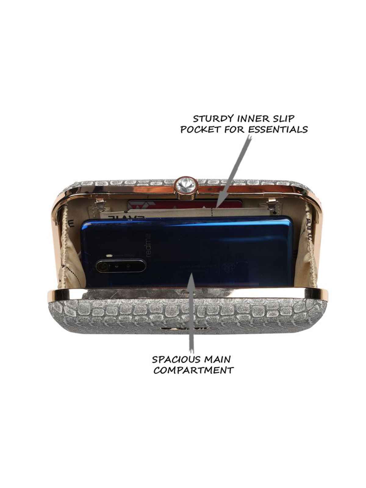 Lavie Women's Tinsel Frame clutch | Light Grey