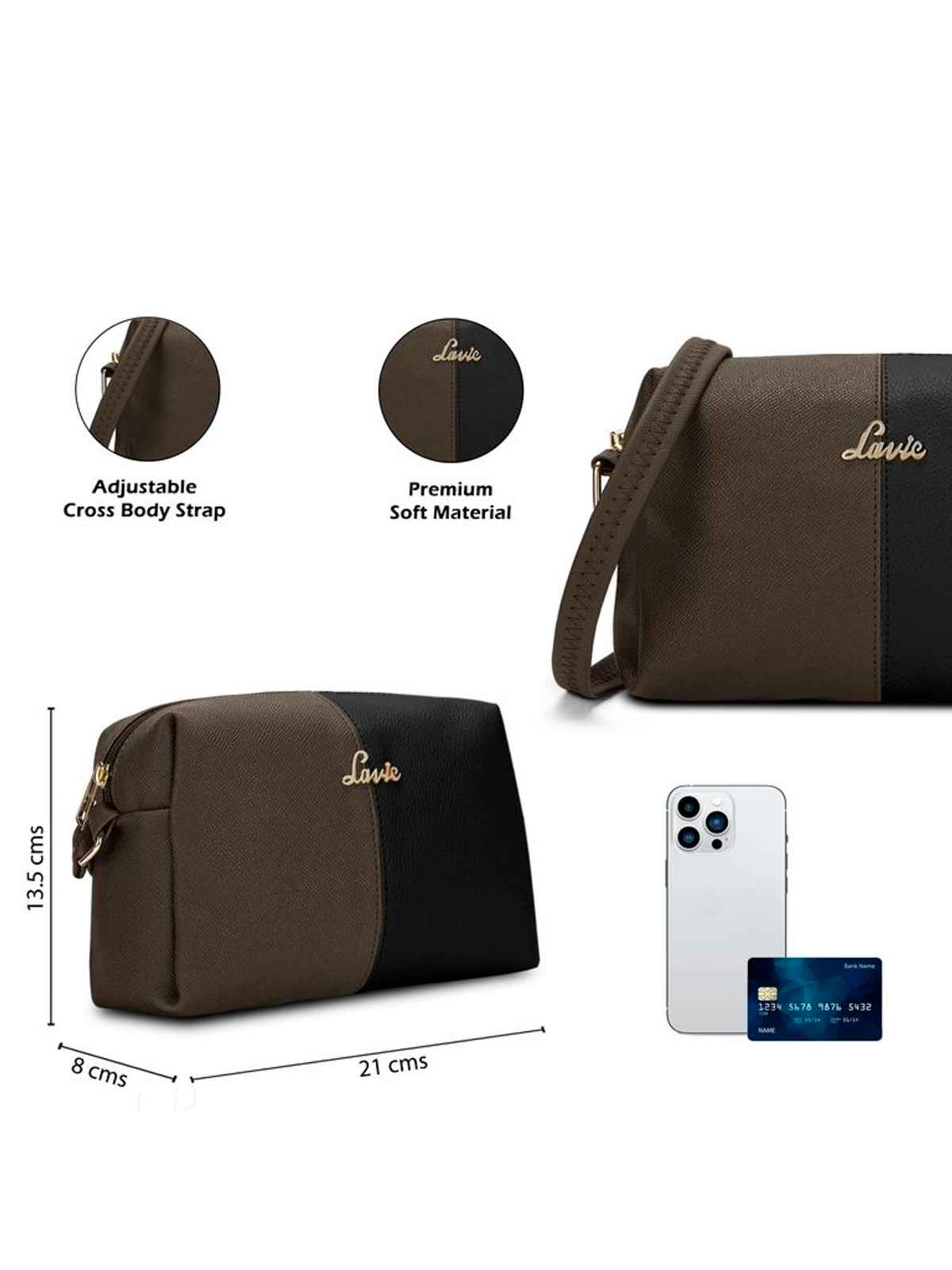 Lavie Women's Tori Cross Body Sling Bag | Ladies Purse Handbag | Black